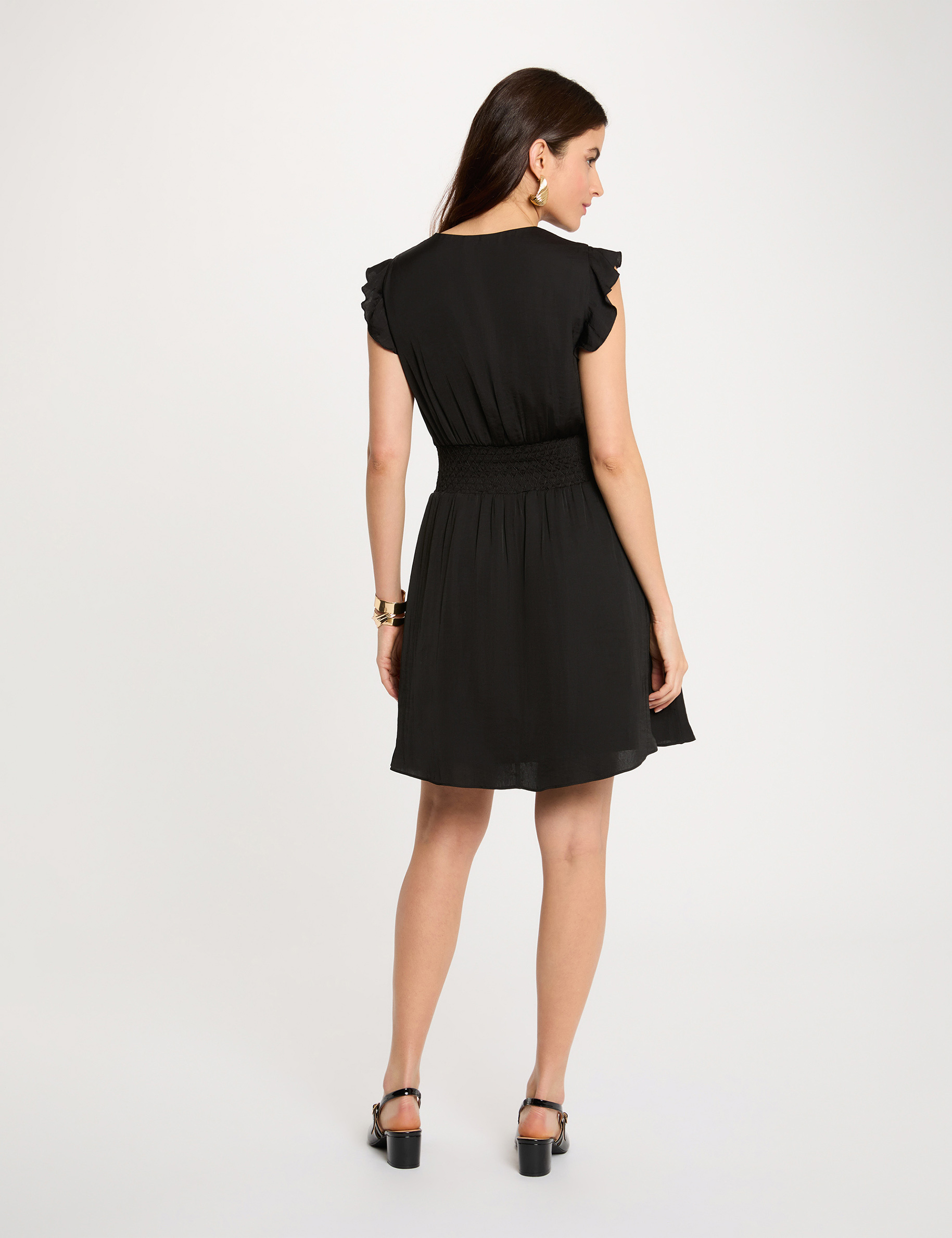 Vestido corto holgado negro mujer