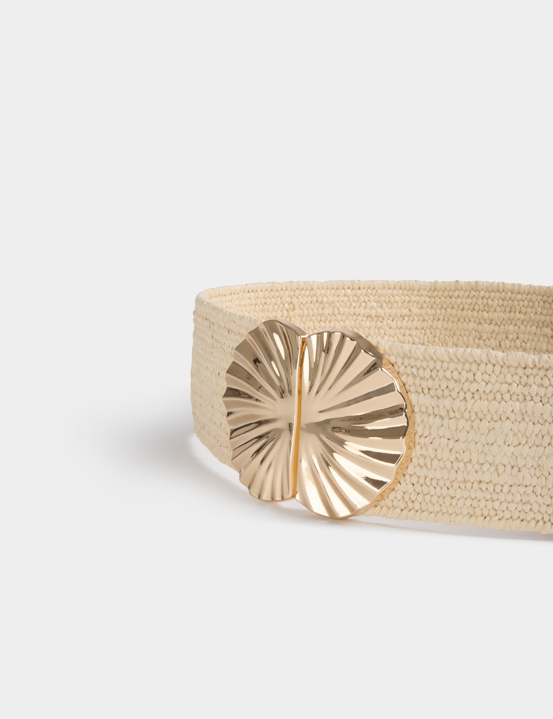 Cintur&oacute;n ancho el&aacute;stico beige mujer
