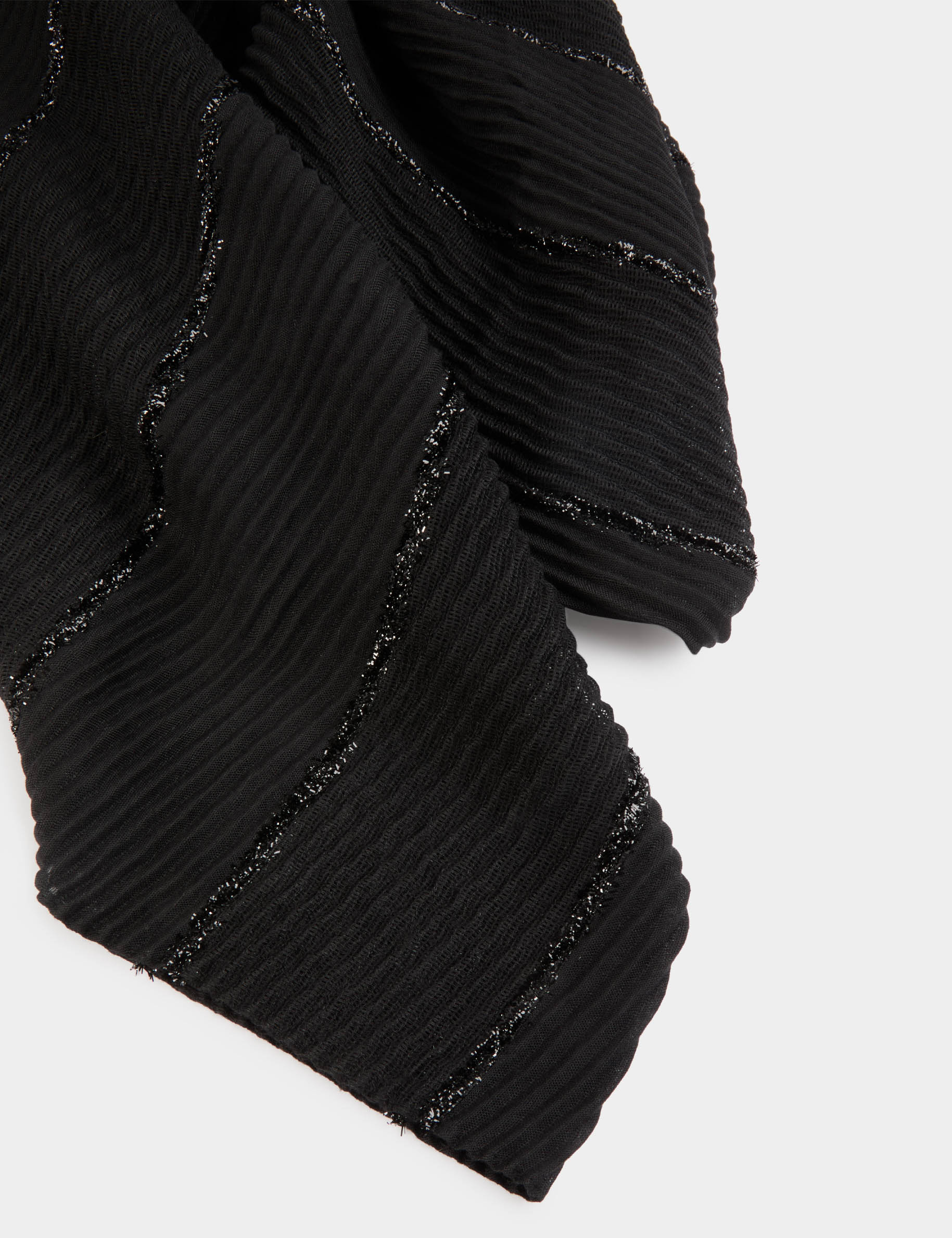 Pa&ntilde;uelo plisado metalizado negro mujer