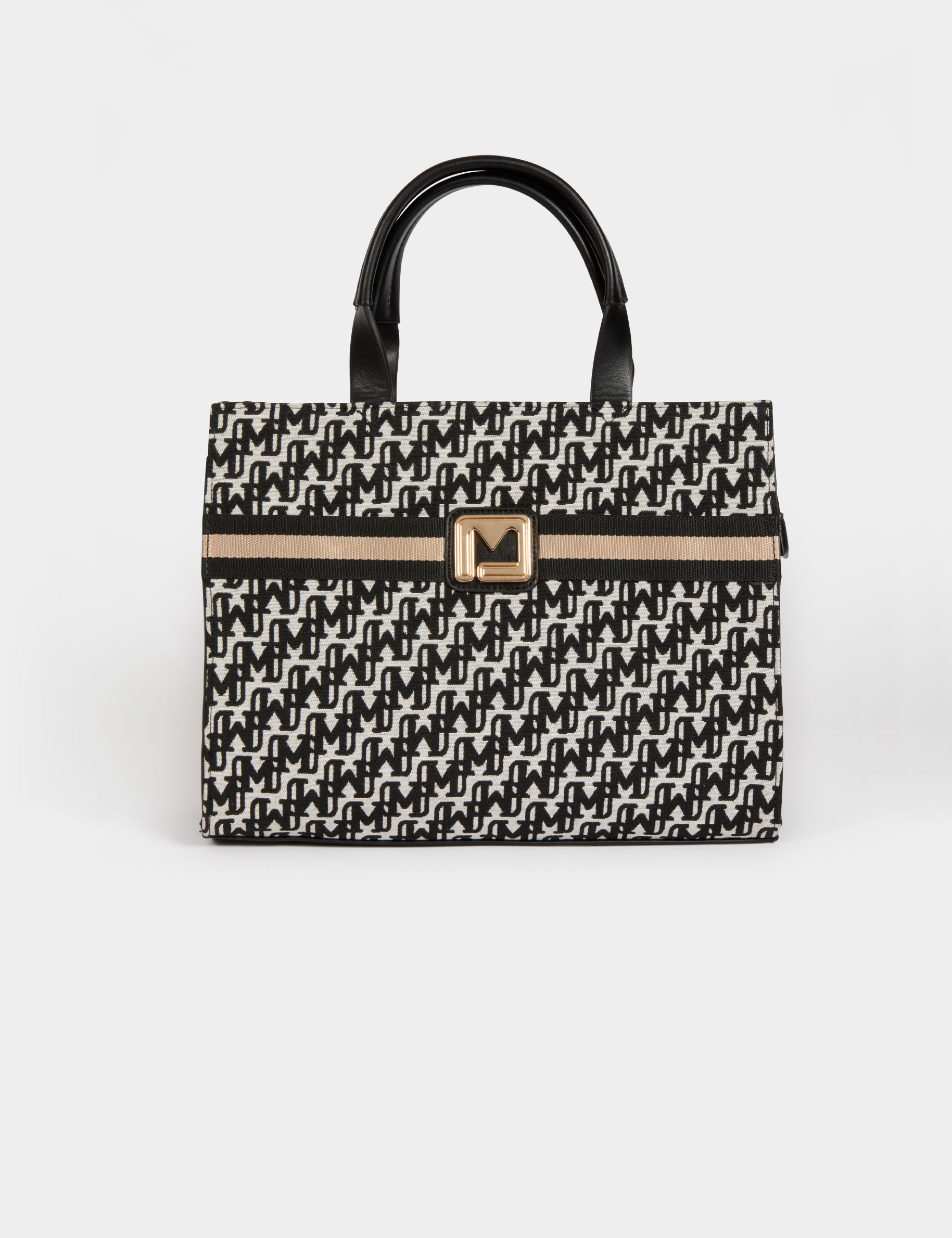 Bolso monogramado negro mujer