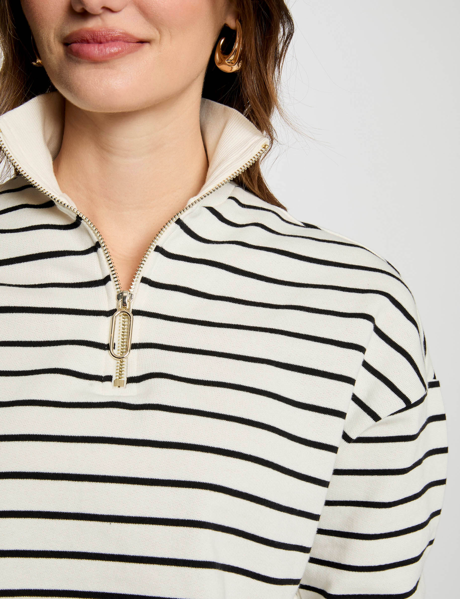 sudadera manga larga rayas blanco mujer Sudadera manga larga rayas blanco mujer