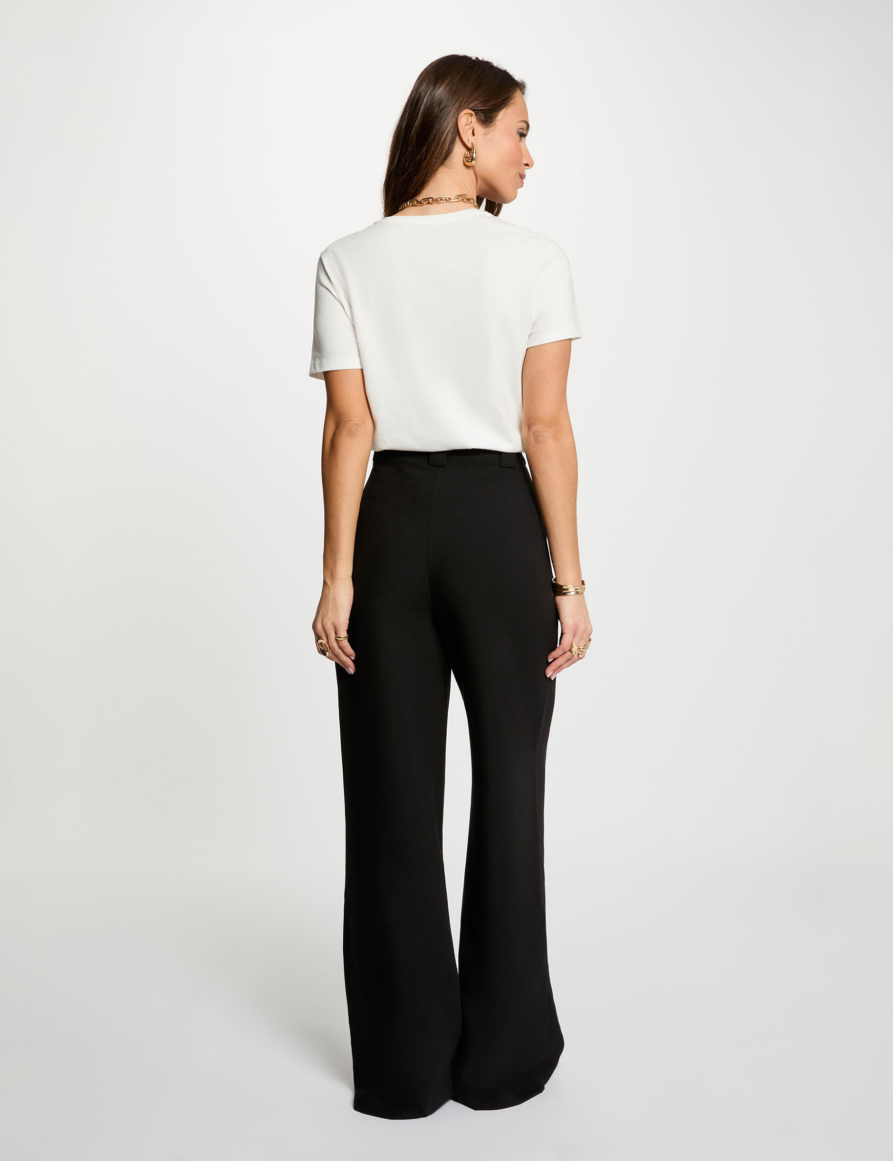 Camiseta bordada con lentejuelas blanco mujer
