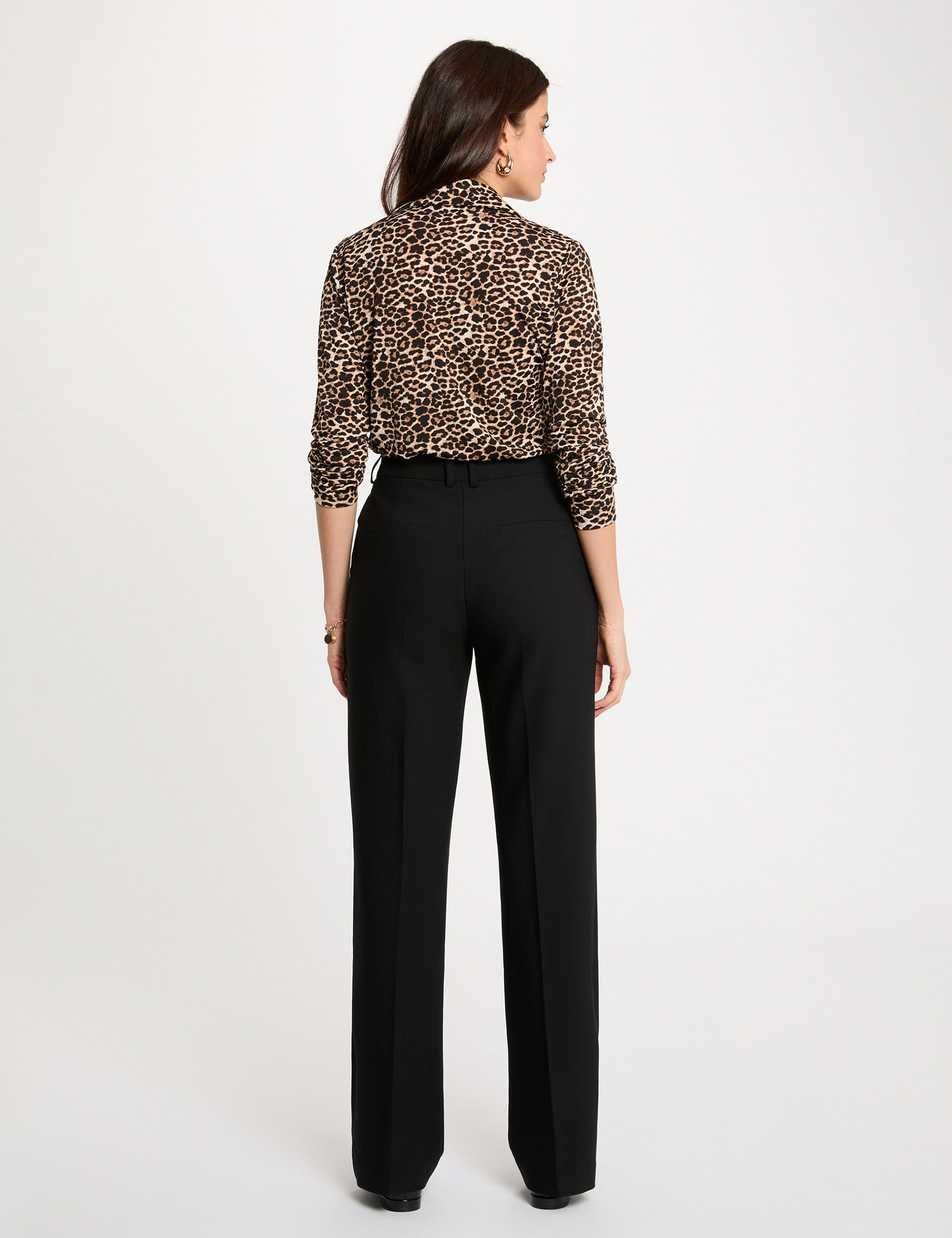 Camisa recta con cuello vuelto multicolor mujer