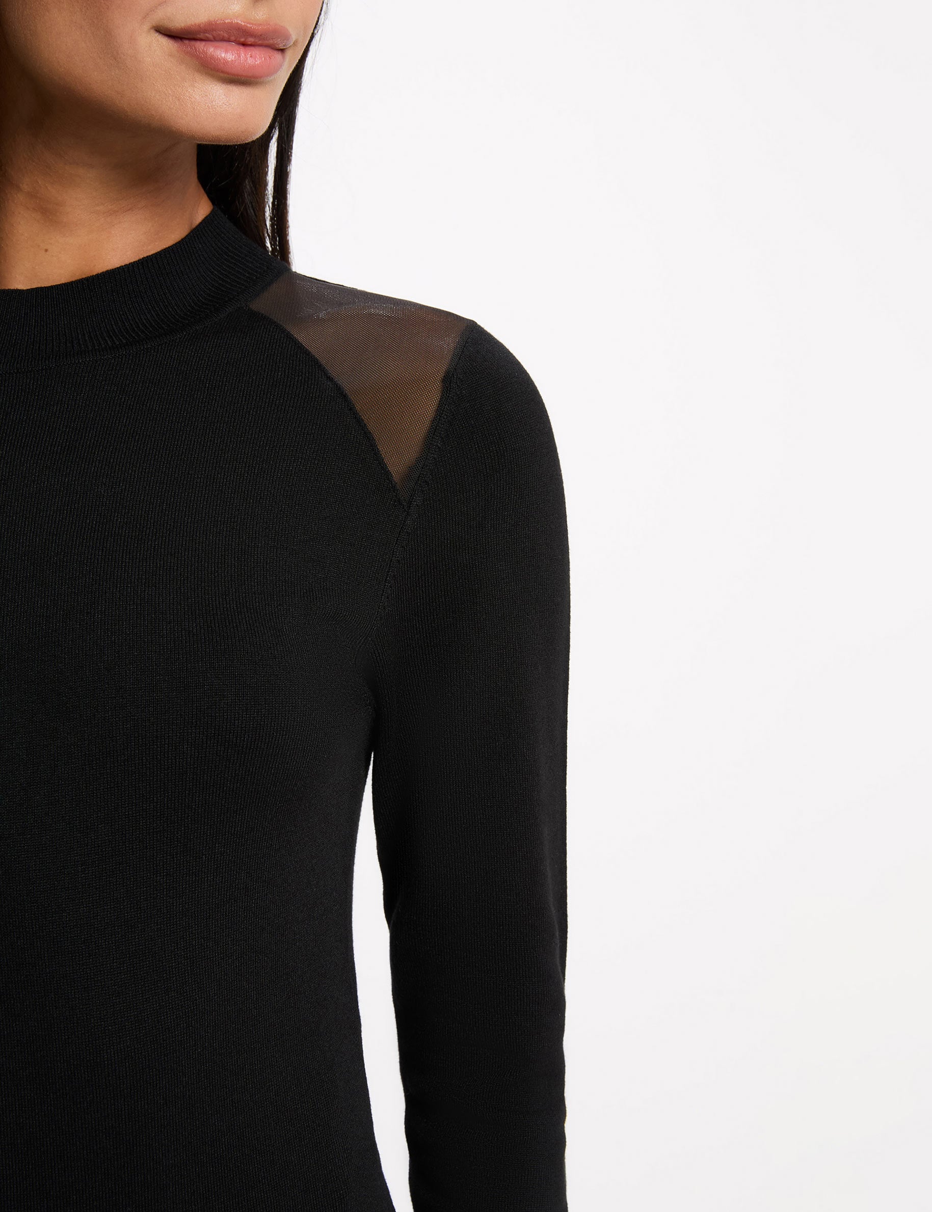 Body con hombro transparente negro mujer