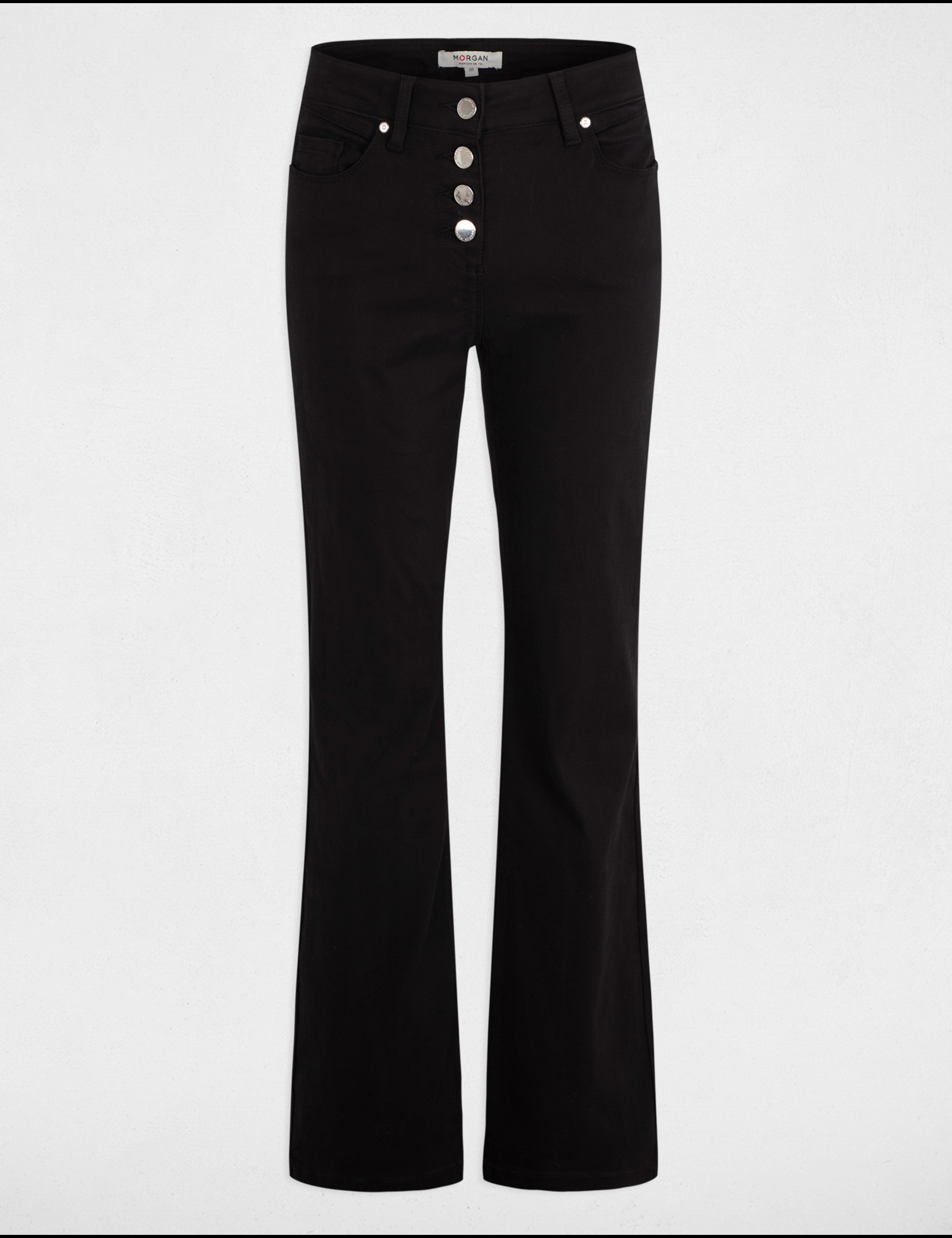 pantalon boot cut abotonado negro mujer Pantalón boot-cut abotonado negro mujer
