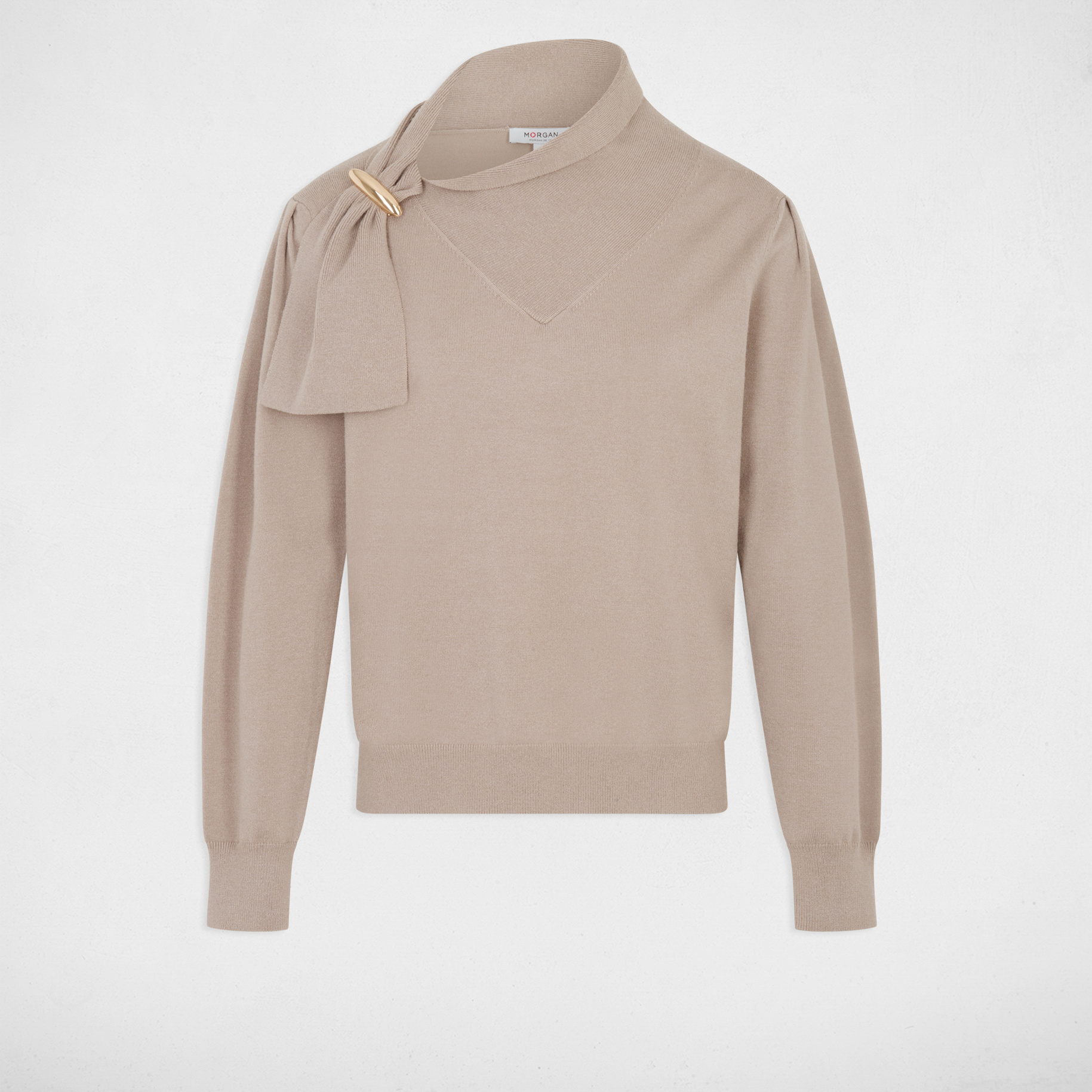 Jersey cuello alto mangas abullonadas topo mujer