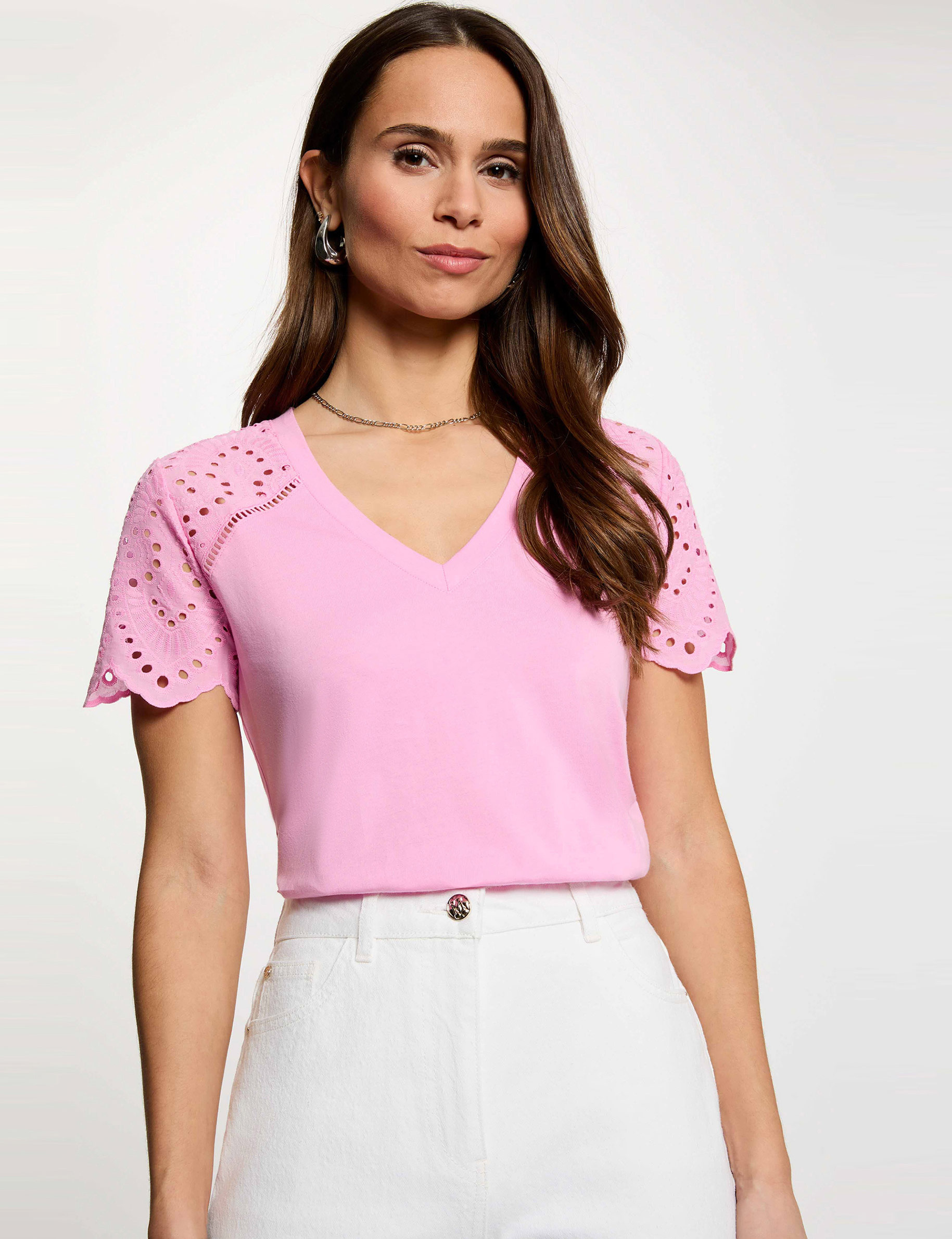 Camiseta manga corta rosa mujer