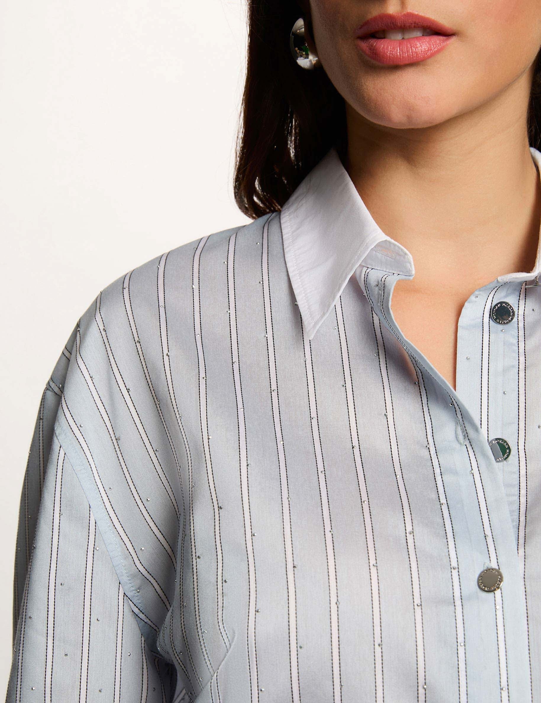 Camisa oversize de rayas multicolor mujer