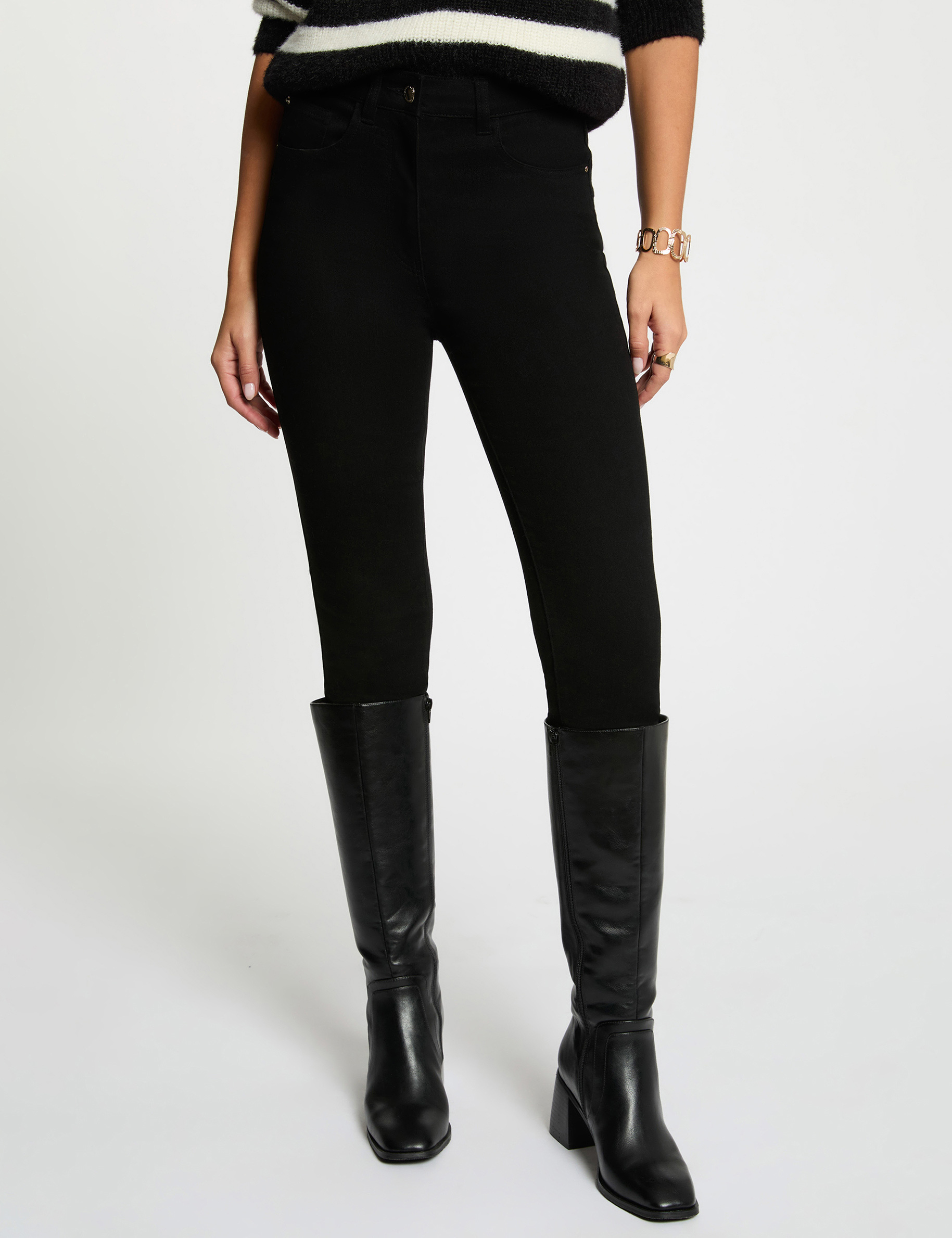 Vaqueros skinny de tiro alto denim negro mujer