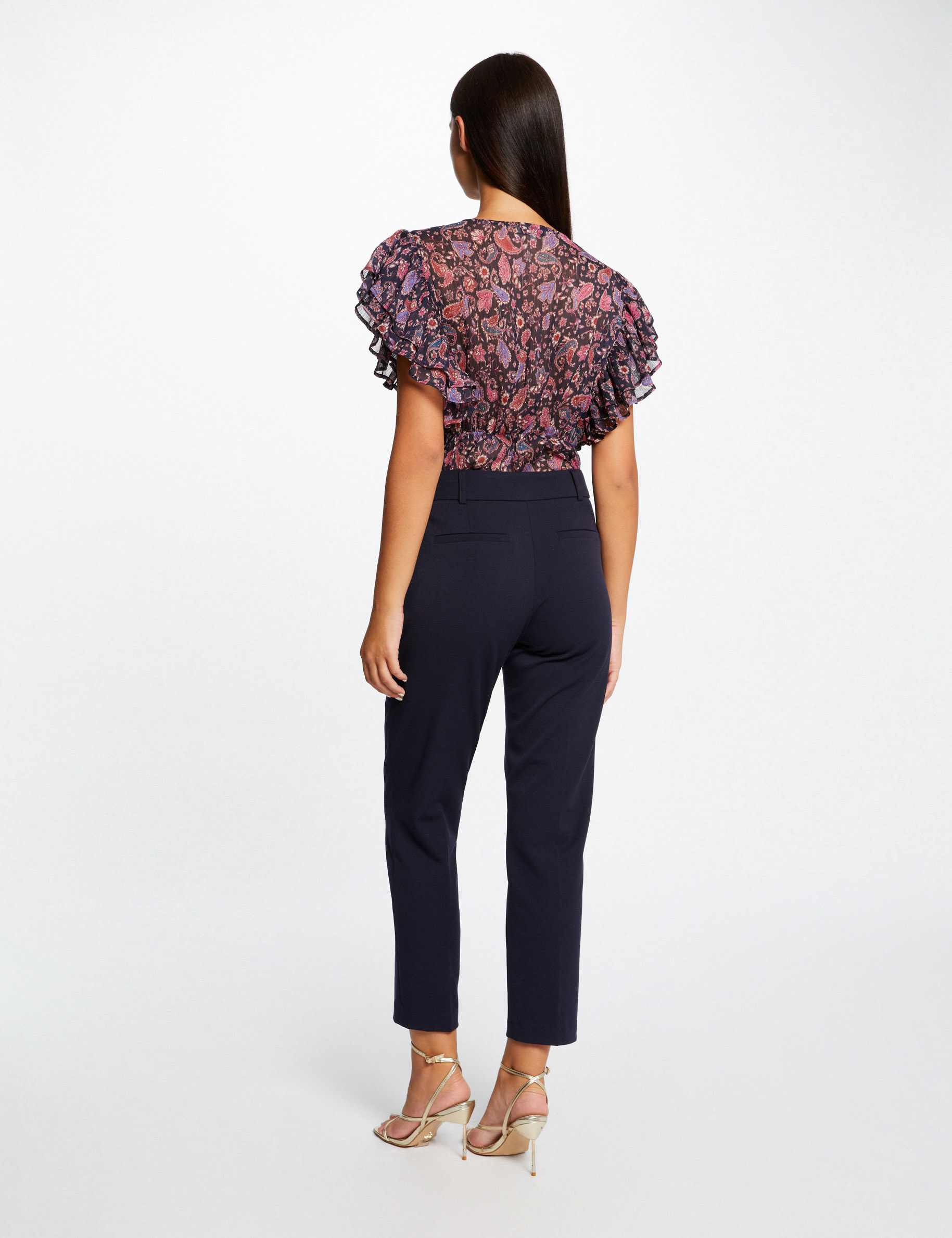 pantalon de traje ajustado estilo corto marino mujer Pantalón de traje ajustado estilo corto marino mujer