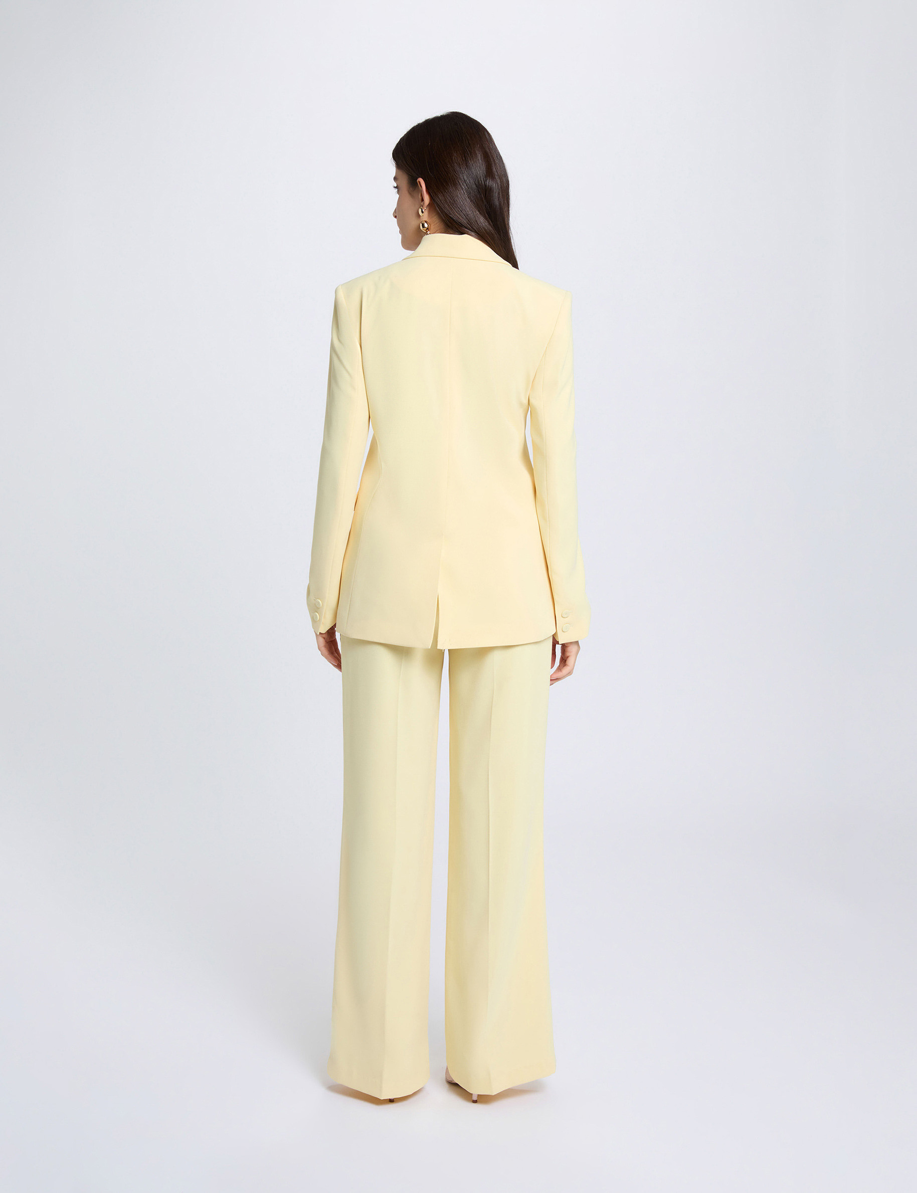 Chaqueta con cuello de sastre amarillo claro mujer