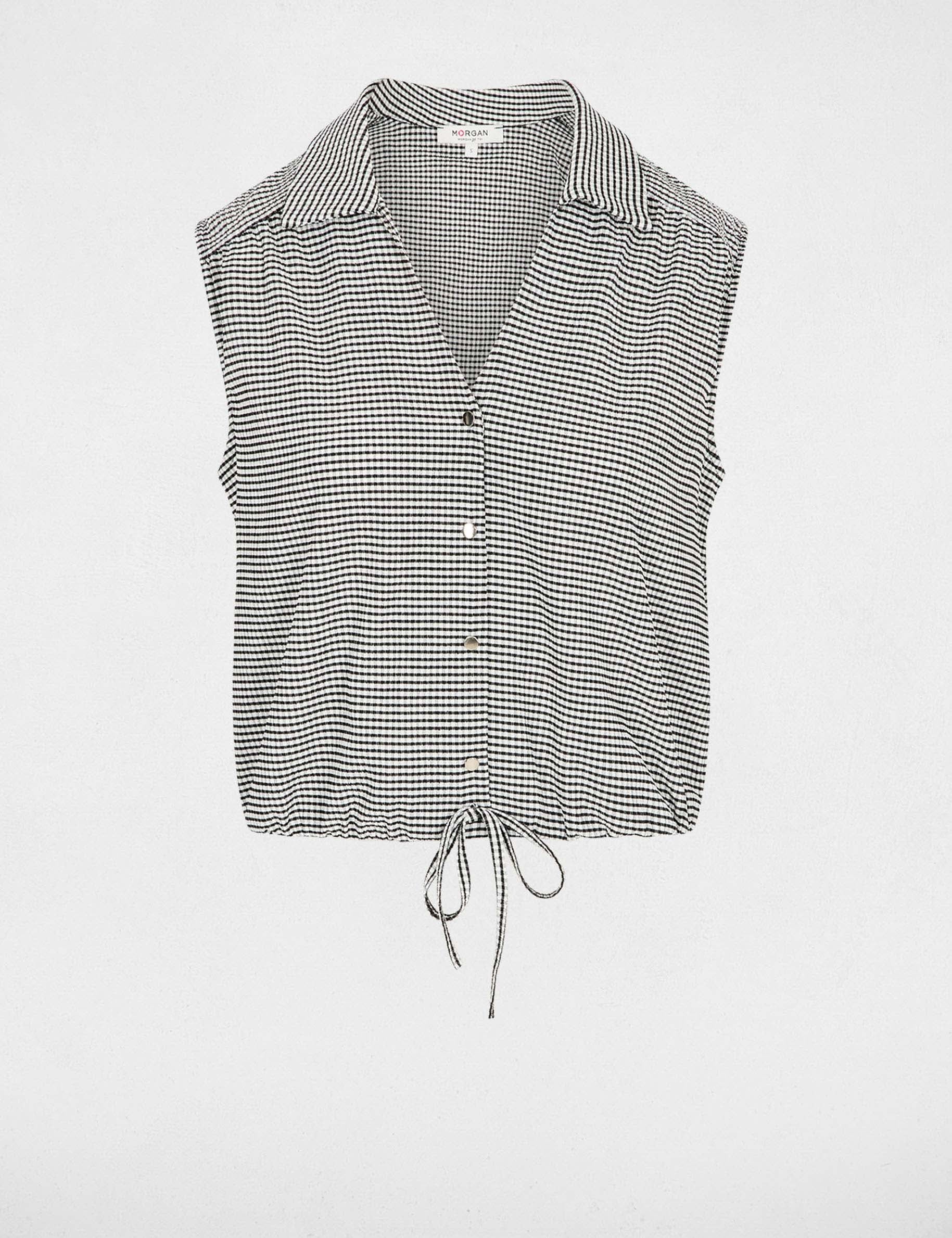 Camisa sin mangas anudada negro mujer