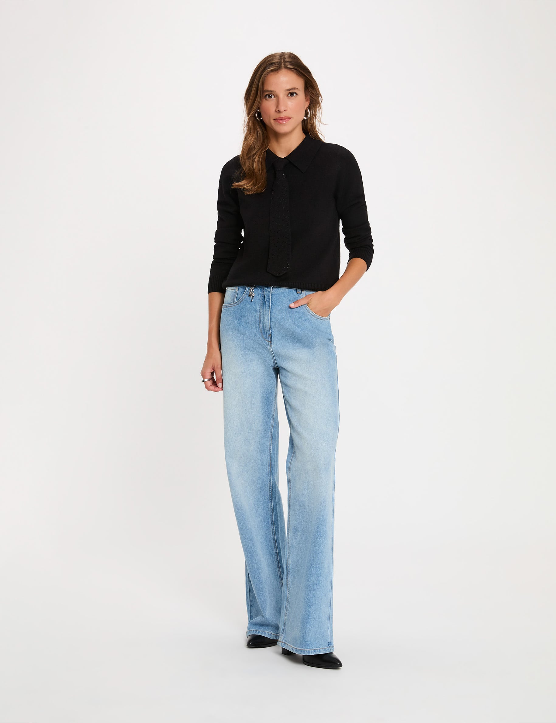 Jersey con cuello vuelto negro mujer