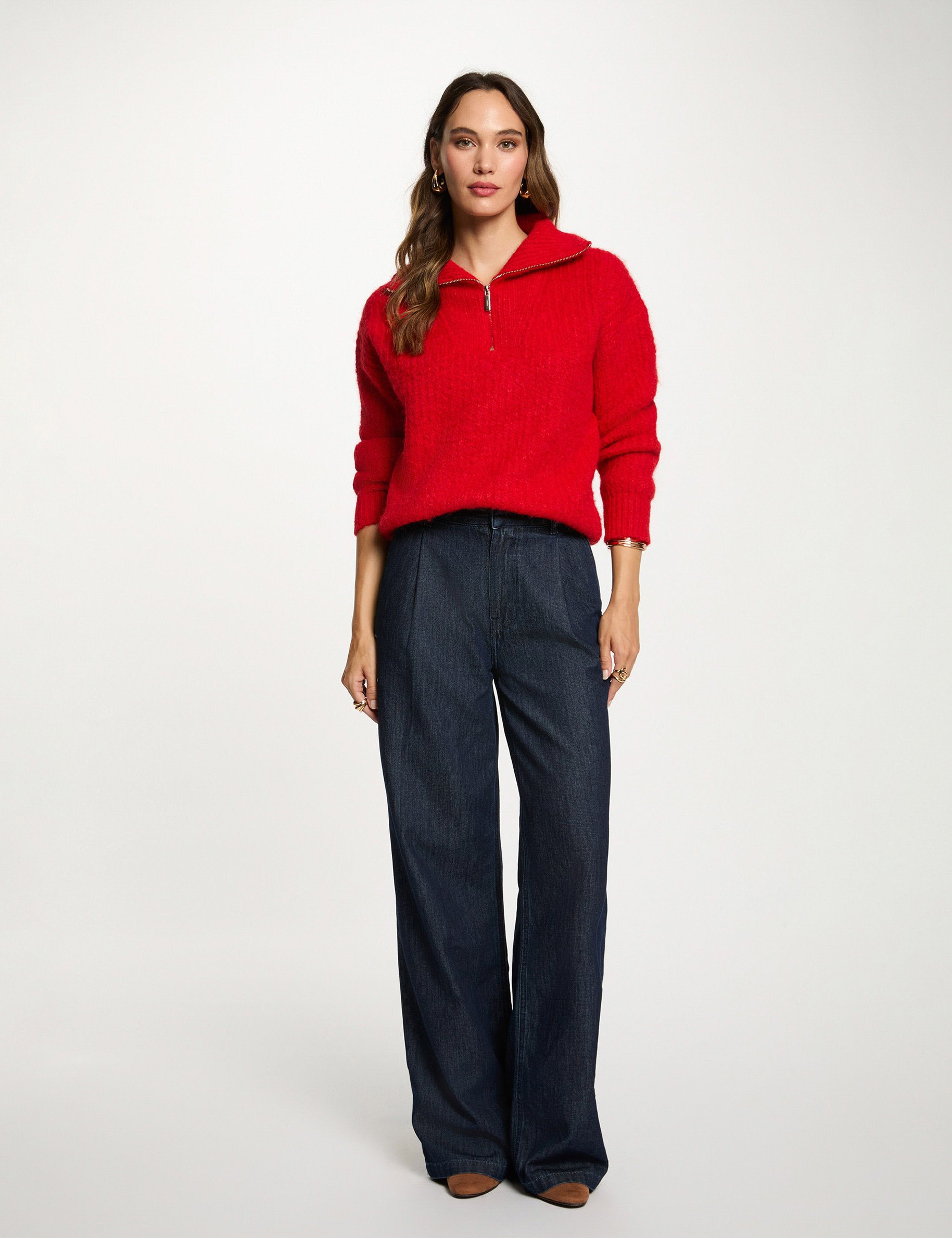 Jersey cuello camionero rojo mujer Morgan