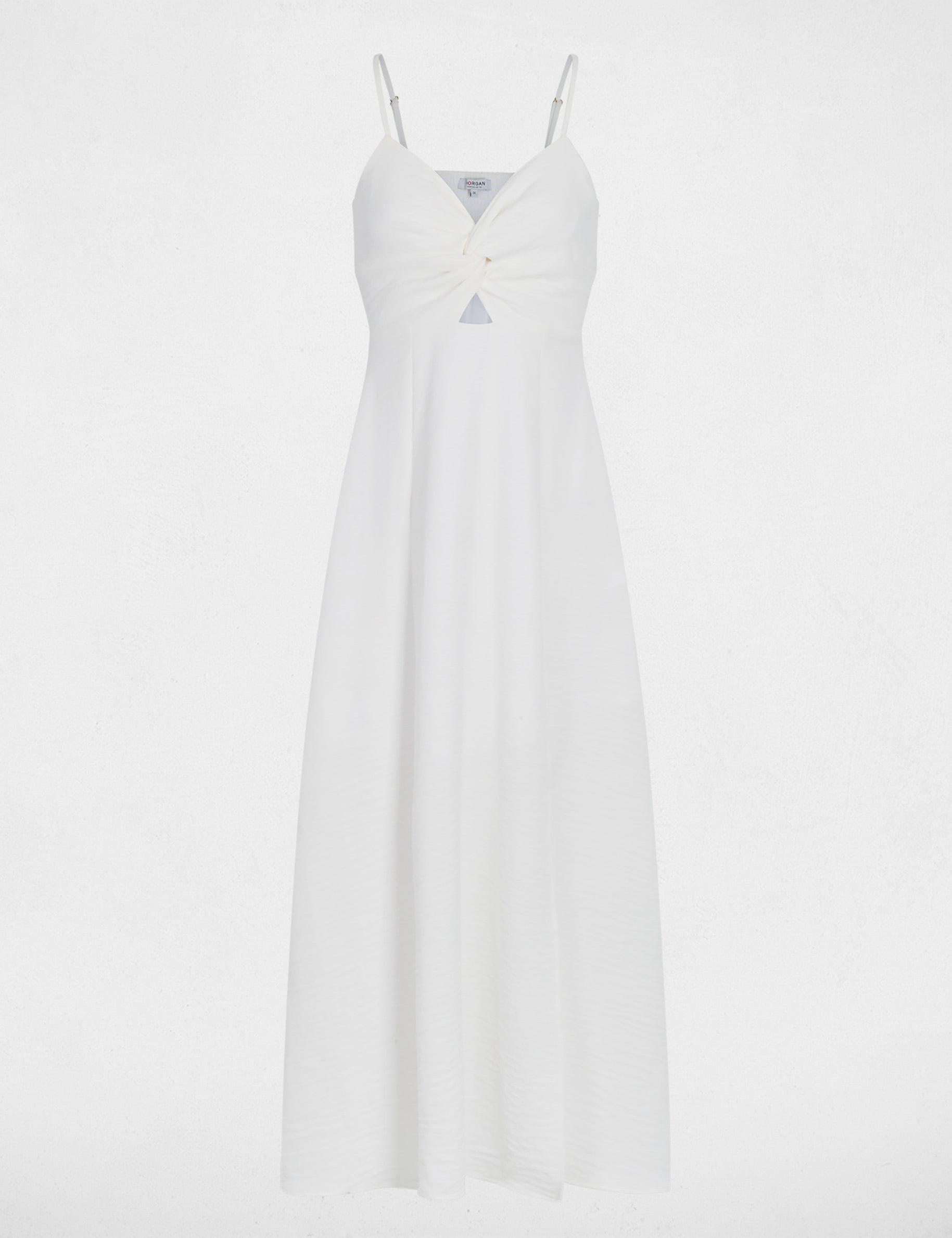 Vestido largo con cuello en V blanco mujer
