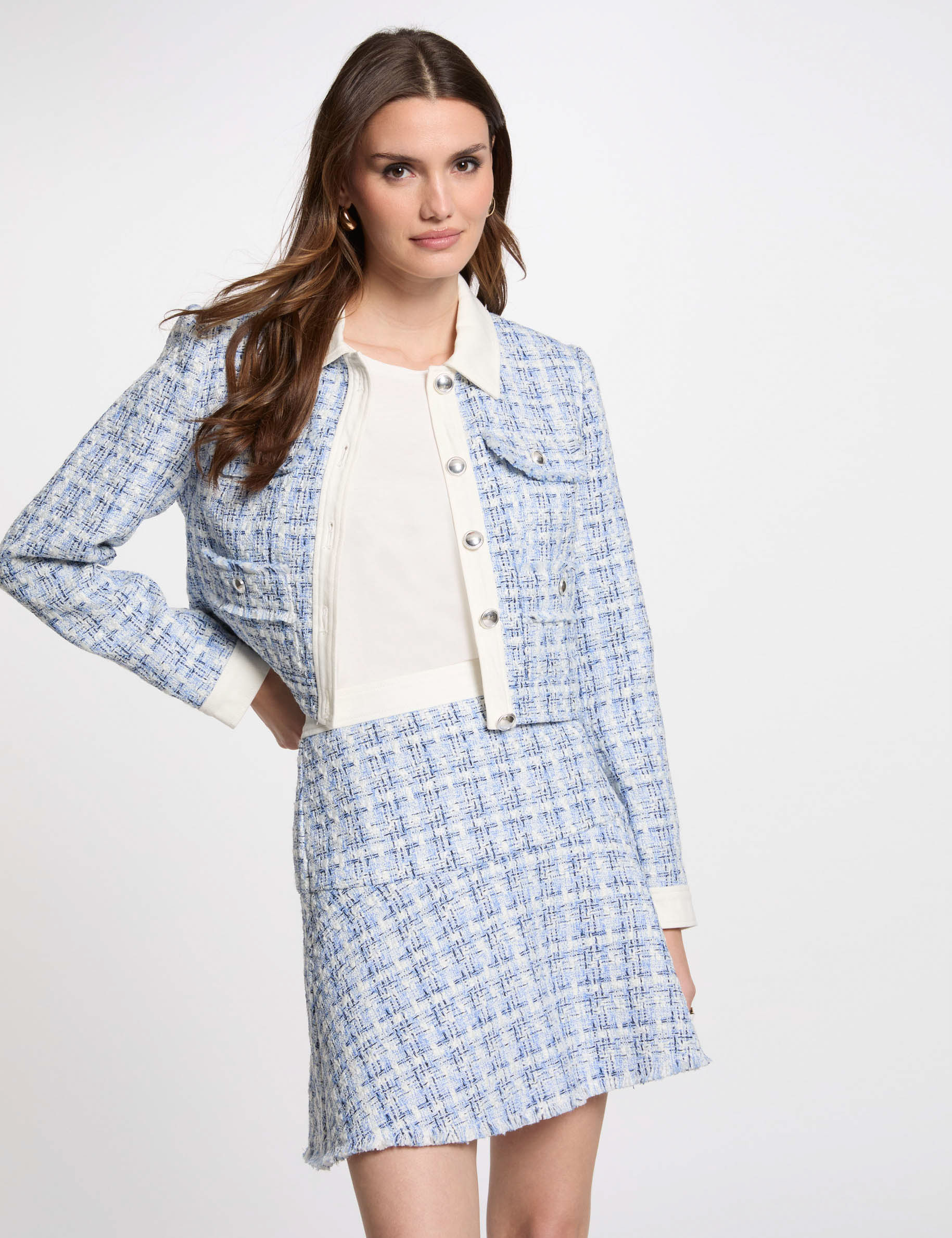 falda corta acampanada tweed multicolor mujer Falda corta acampanada tweed multicolor mujer