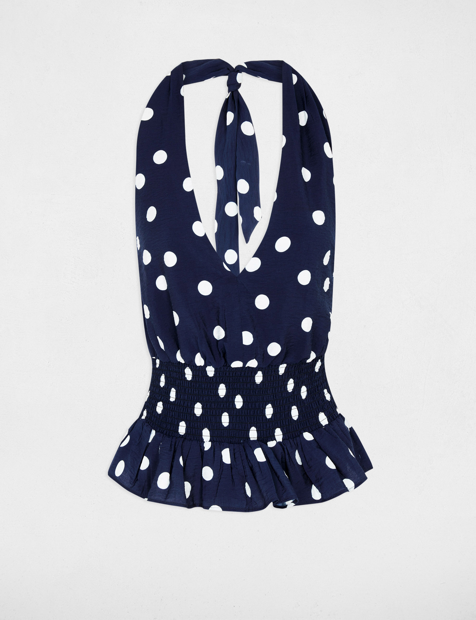 Top sin mangas cuello v azul marino mujer