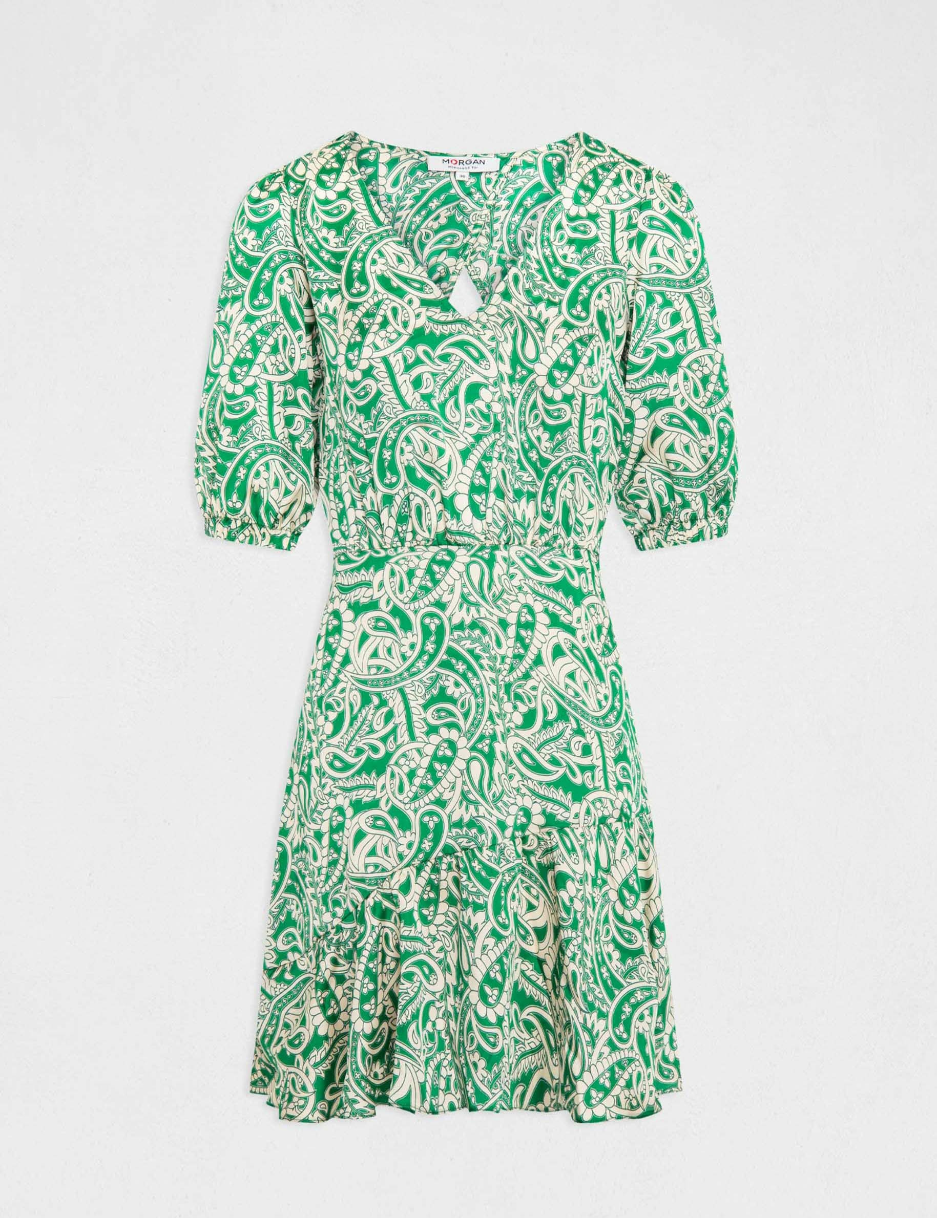 Vestido entallado de satén estampado multico mujer