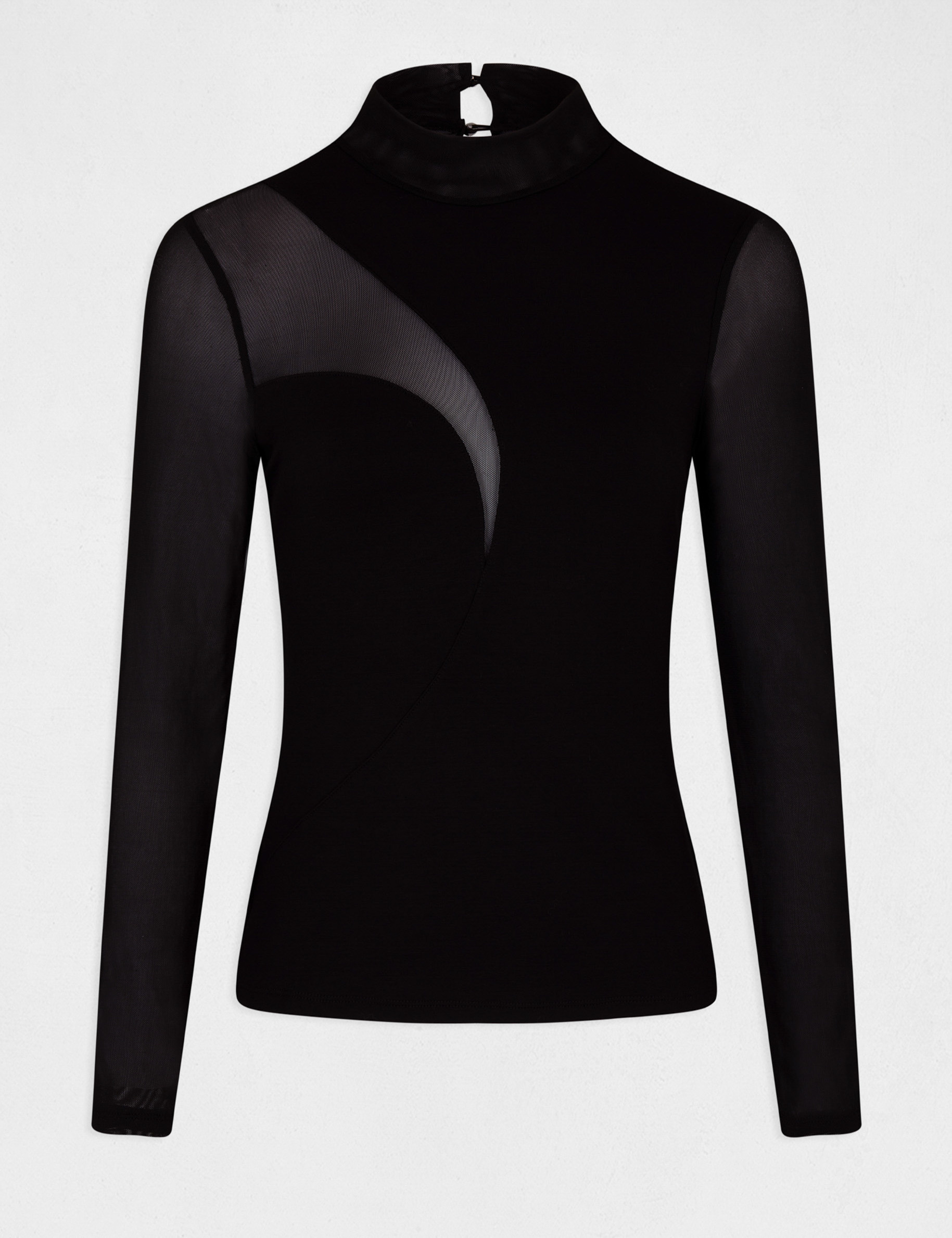 Camiseta manga larga con cuello alto negro mujer