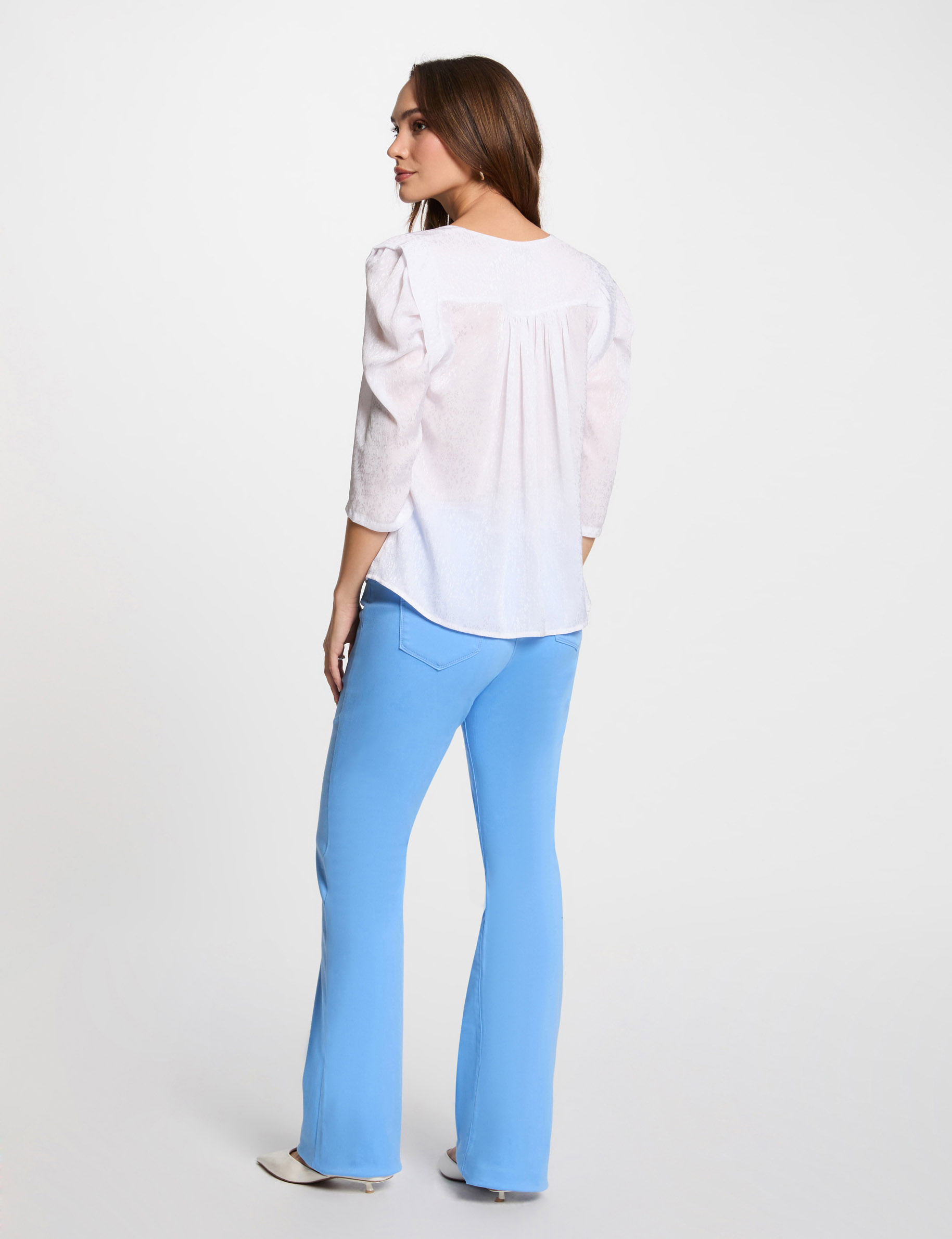 camisa manga 34 blanco mujer Camisa manga 3/4 blanco mujer
