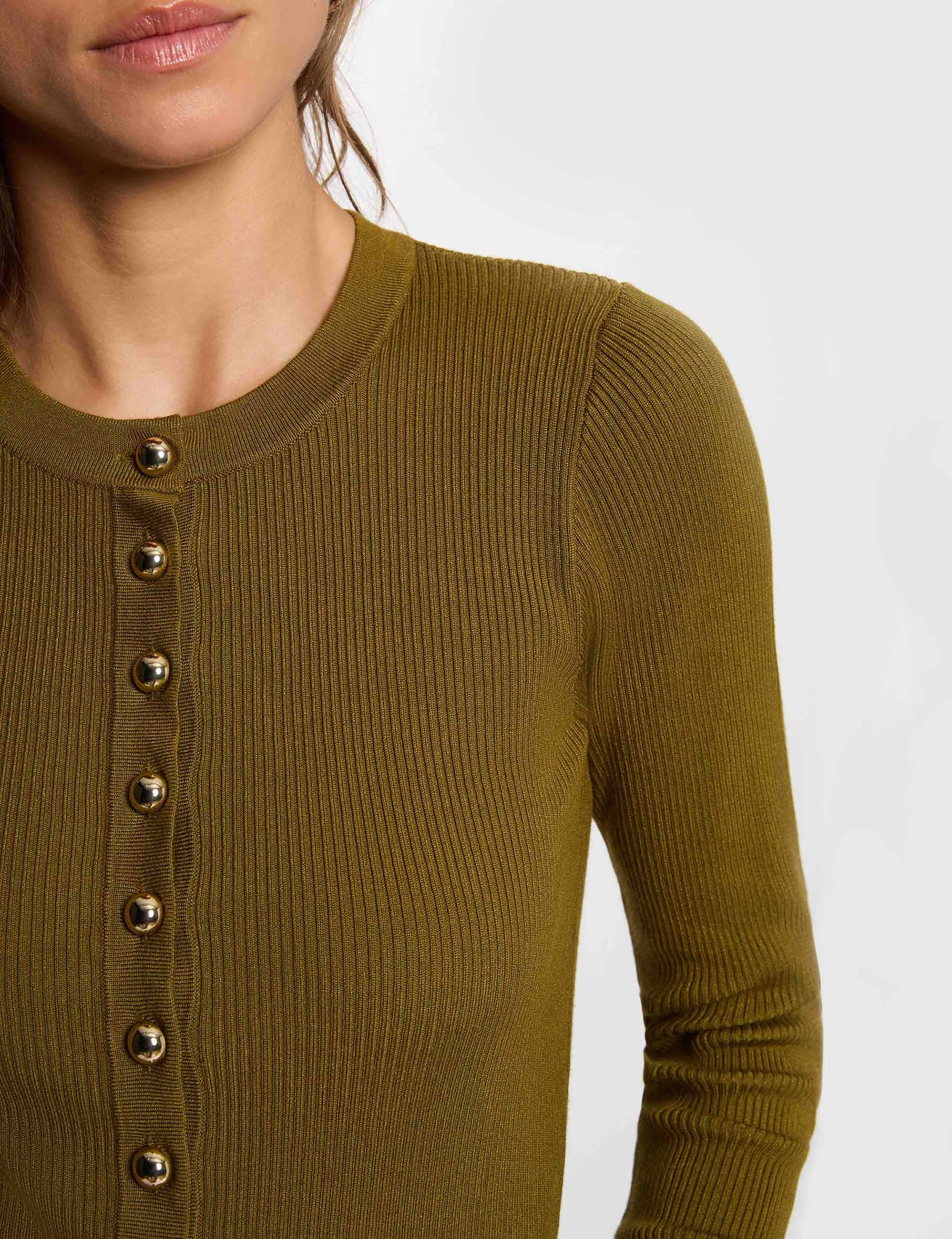 Jersey ajustado cuello redondo mujer