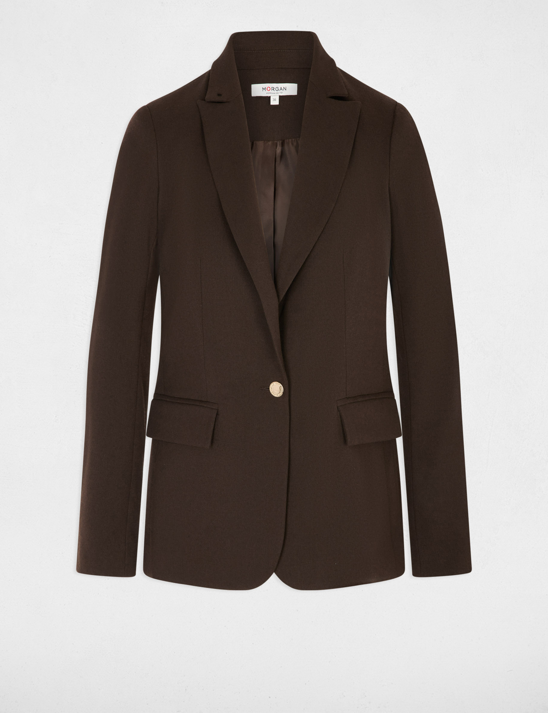 Chaqueta blazer marr&oacute;n oscuro mujer