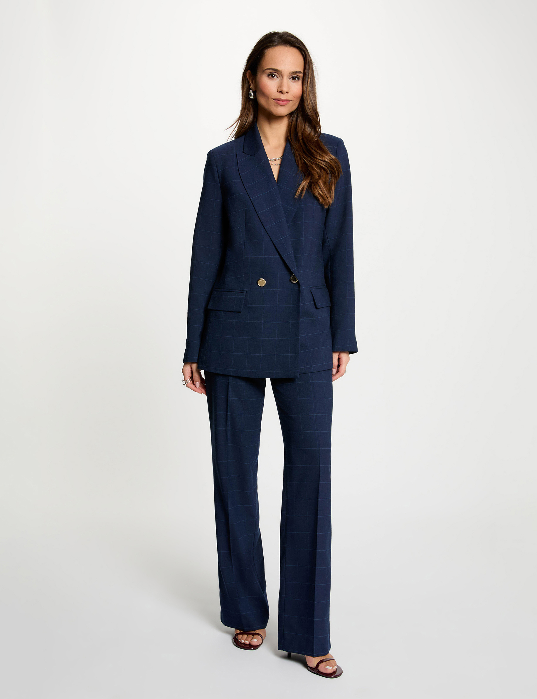 Pantal&oacute;n de tiro alto azul marino mujer