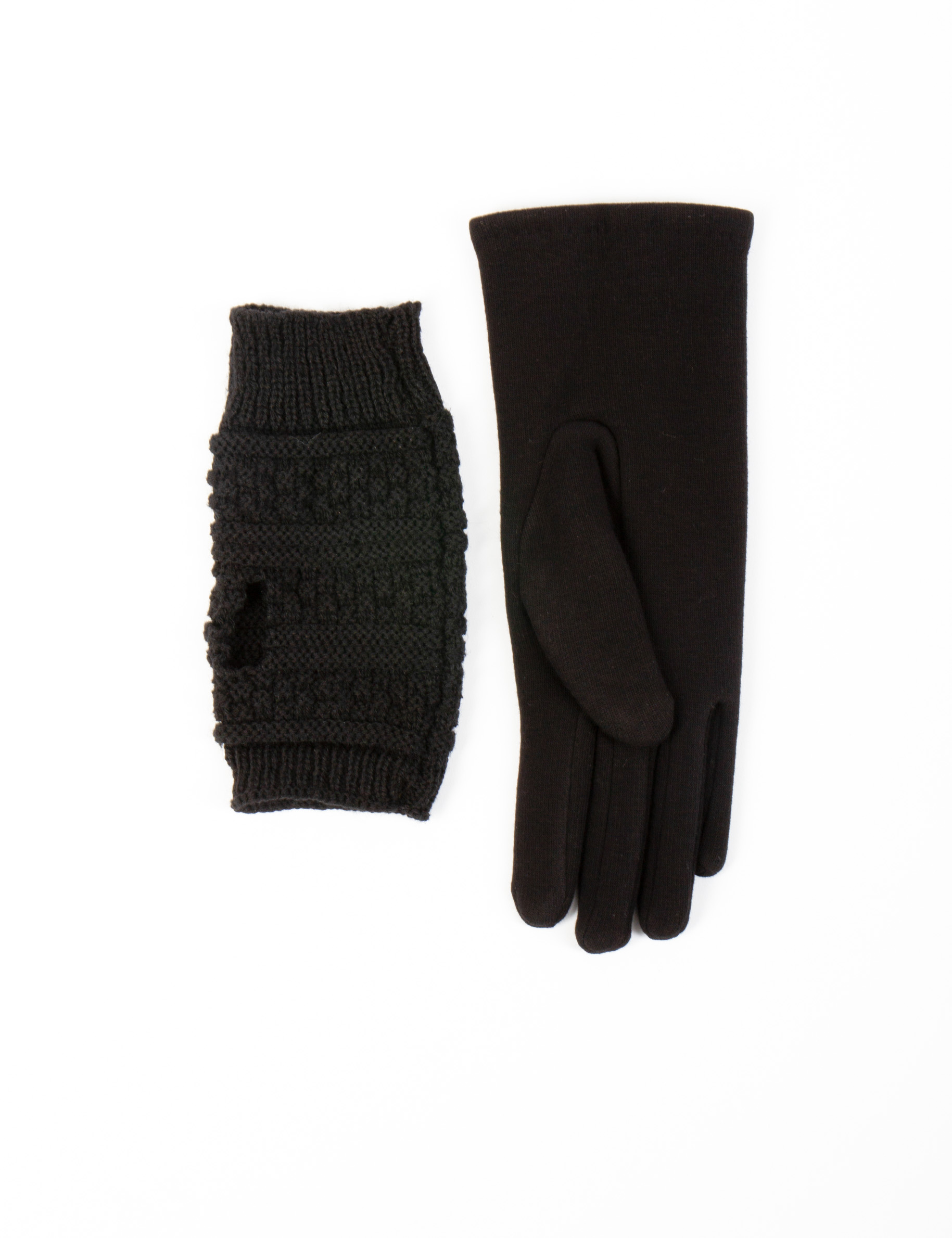 guantes de punto con strass negro mujer Guantes de punto con strass negro mujer