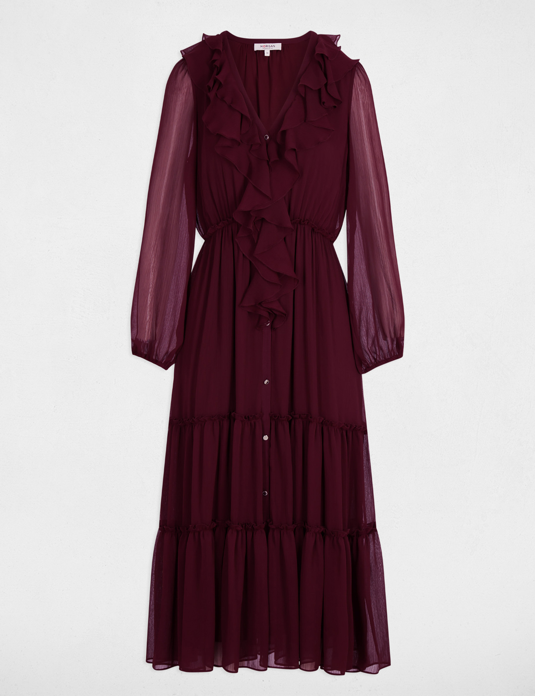 Vestido largo fluido ciruela mujer