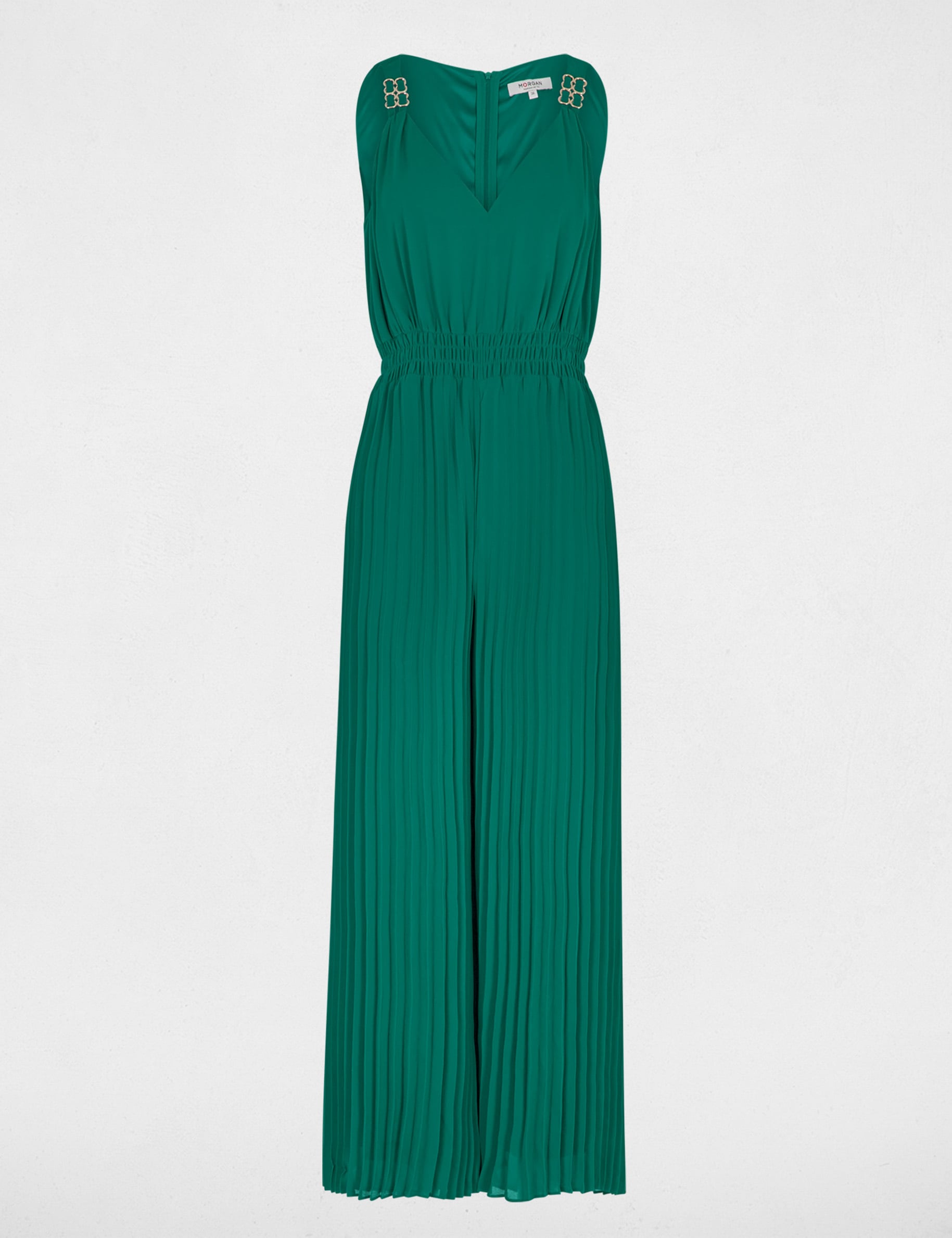 Mono de piernas plisadas verde mujer