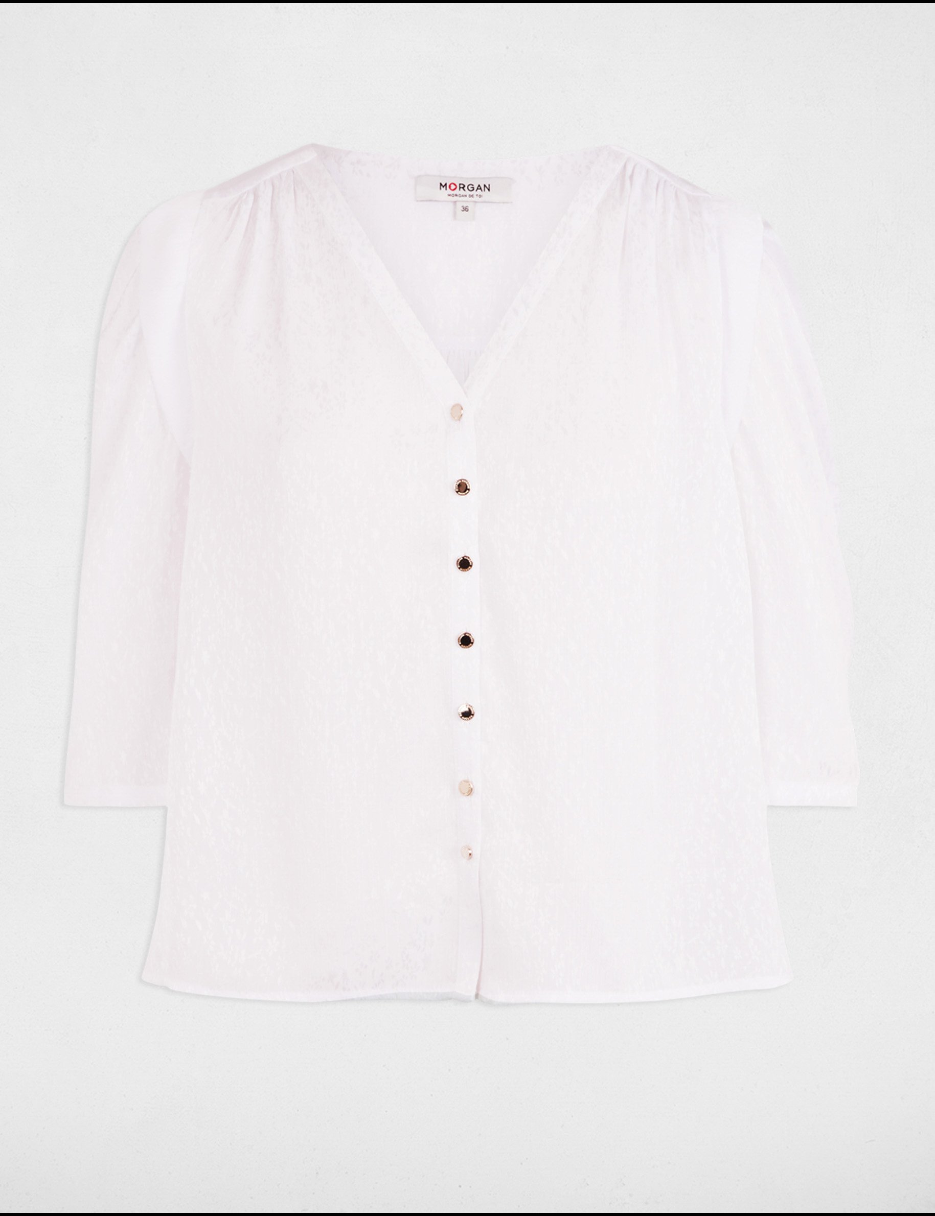 camisa manga 34 blanco mujer Camisa manga 3/4 blanco mujer