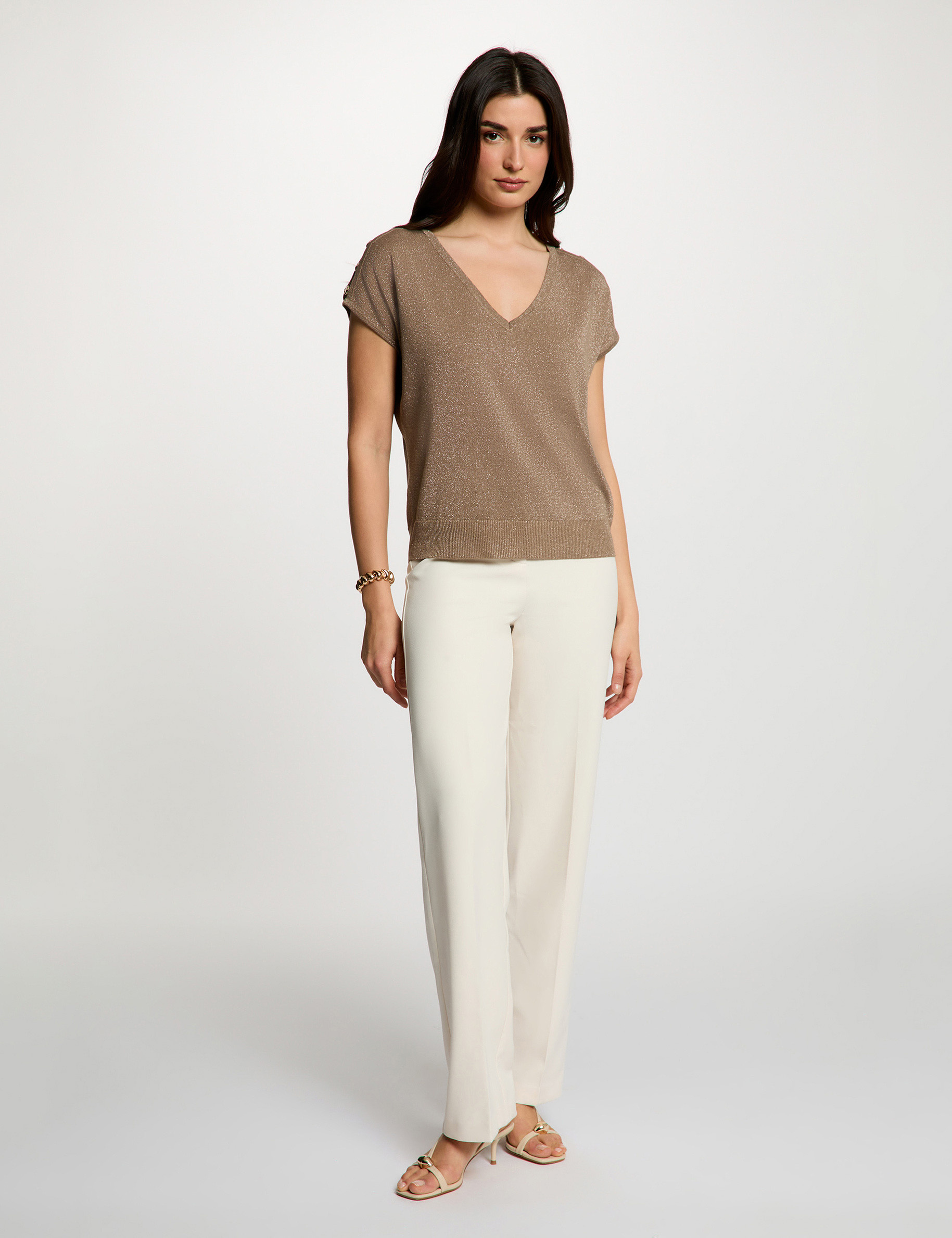 Jersey oversize con cuello v topo mujer