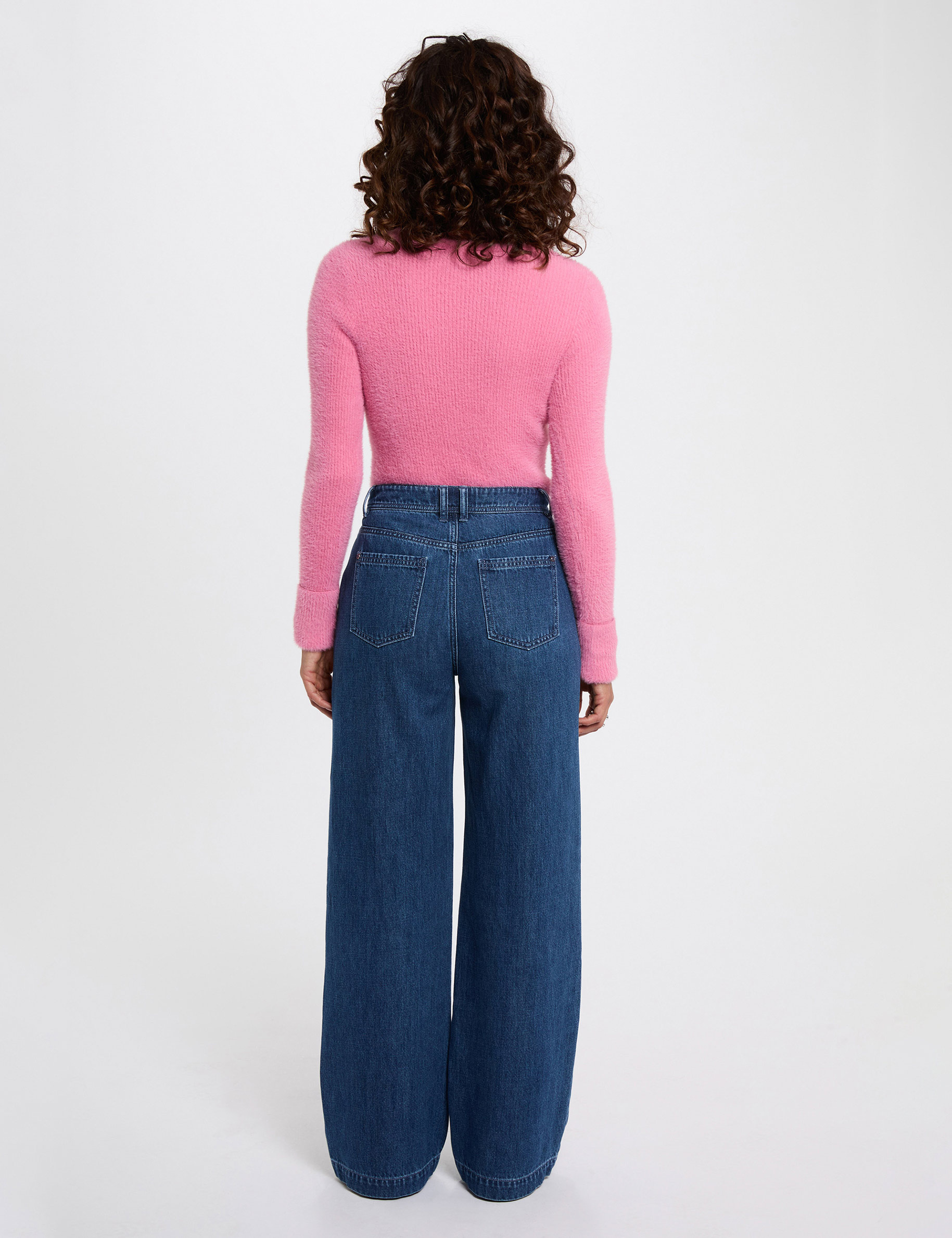 Jersey manga larga punto aterciopelado rosa mujer