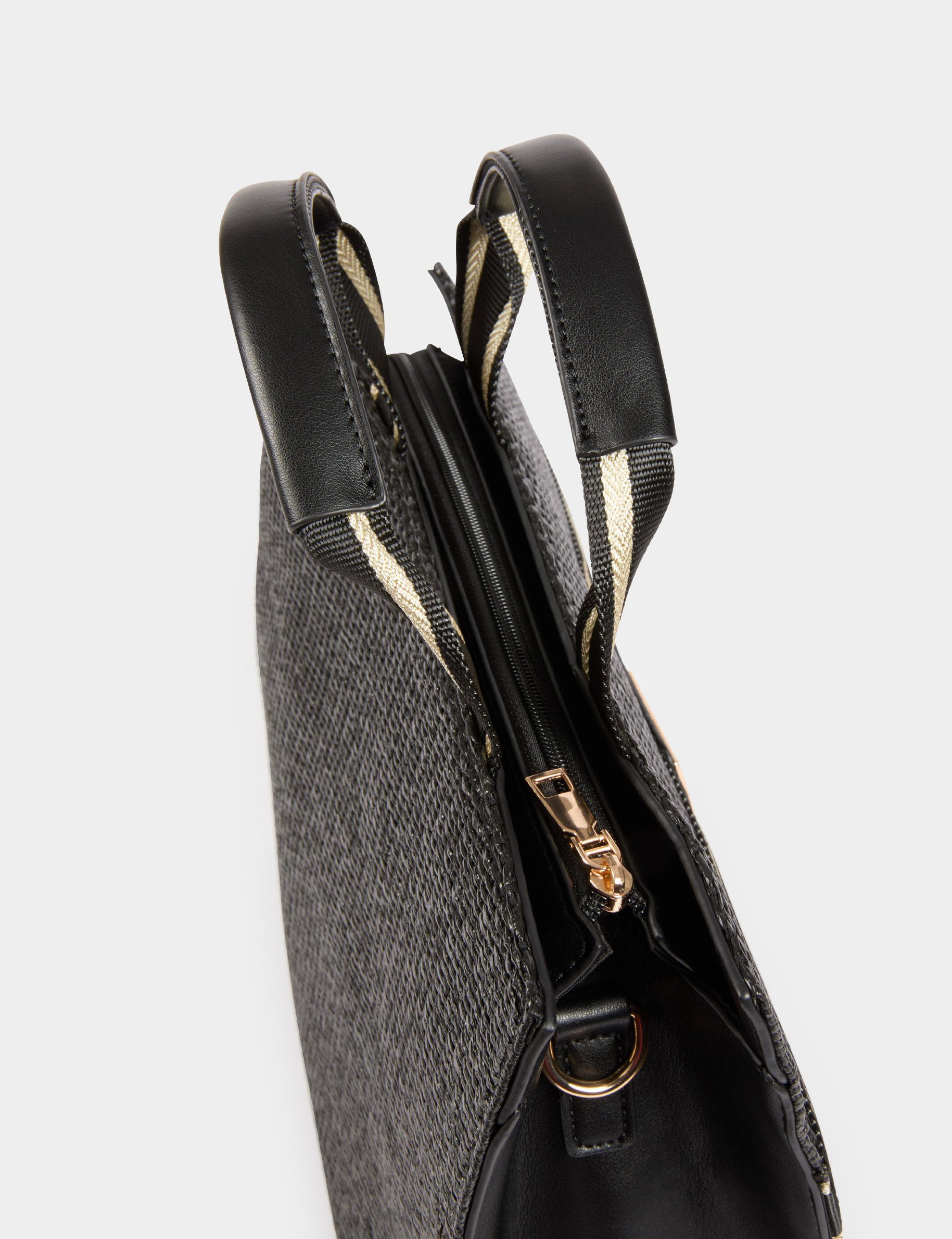 Bolso shopper trenzado negro mujer
