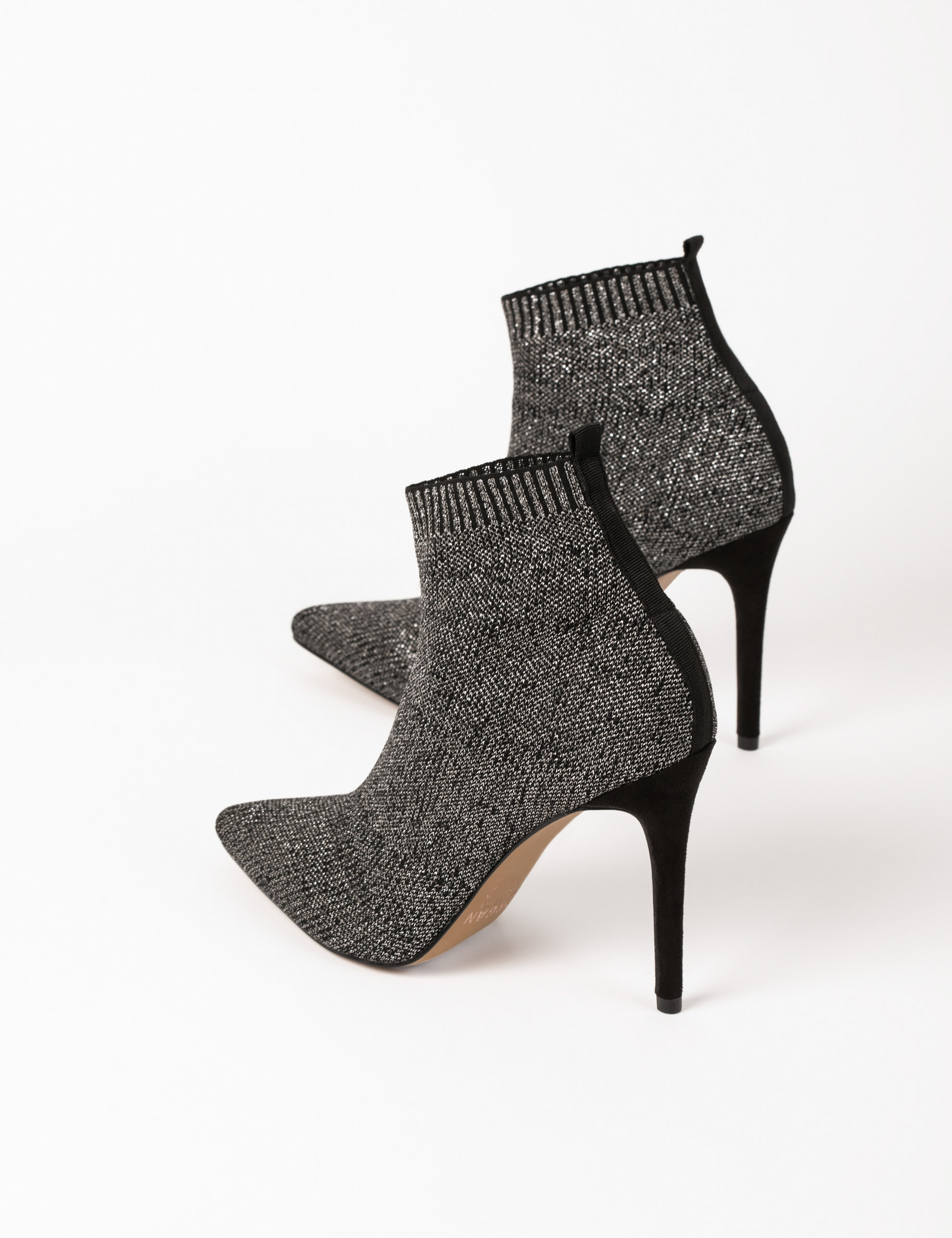 Botines de tacones de aguja plateado mujer