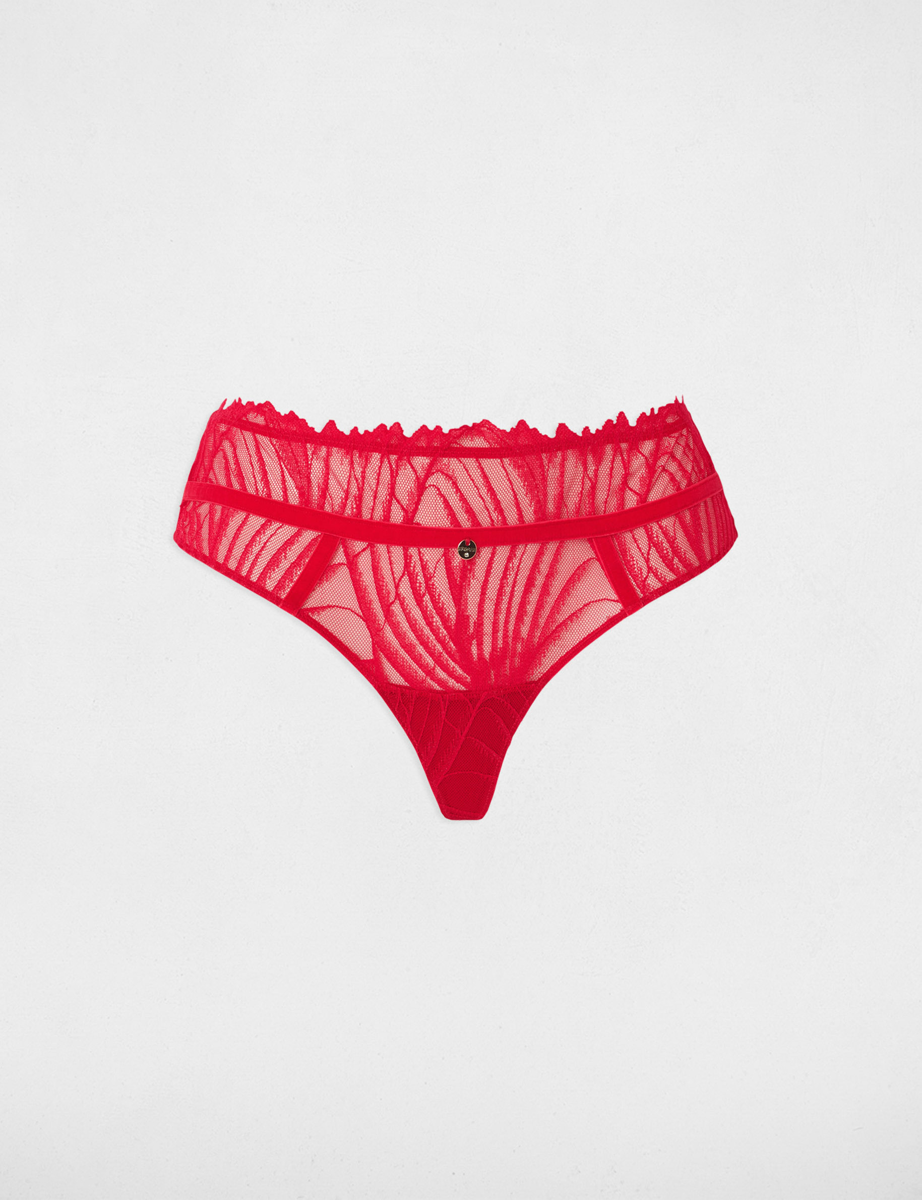 Braguita de encaje de tiro bajo rojo mujer