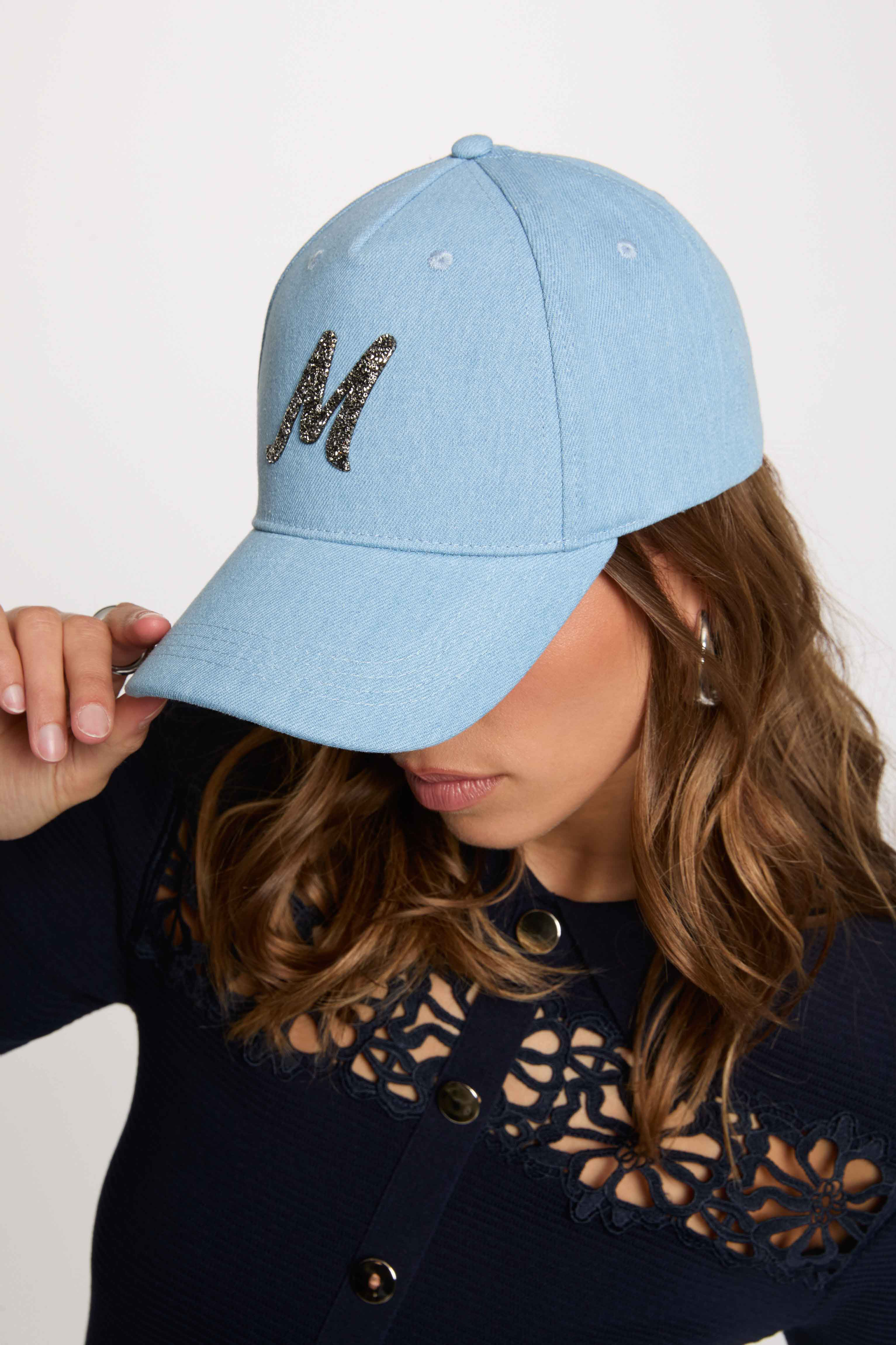 Gorra vaquero M con strass denim descolorido mujer