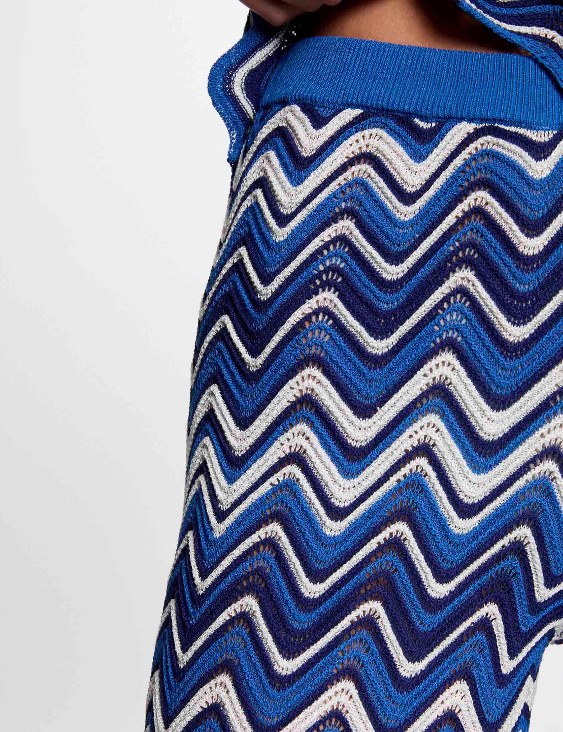 pantalon punto estampado azul electrico mujer Pantalón punto estampado azul eléctrico mujer