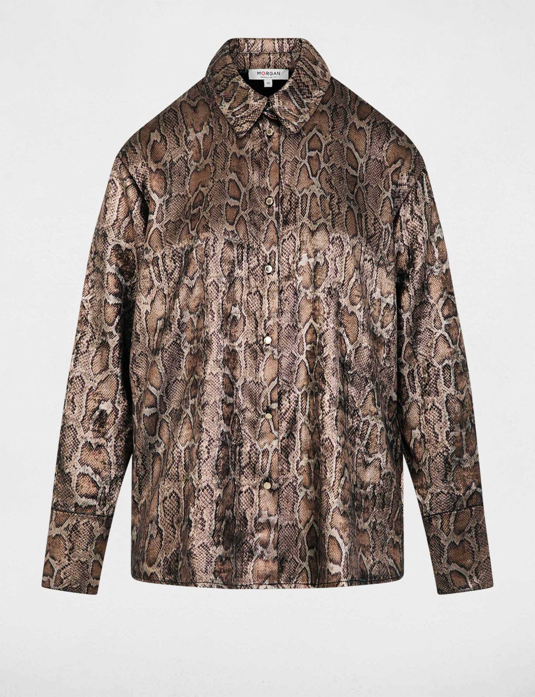 Camisa satinada de pit&oacute;n multicolor mujer