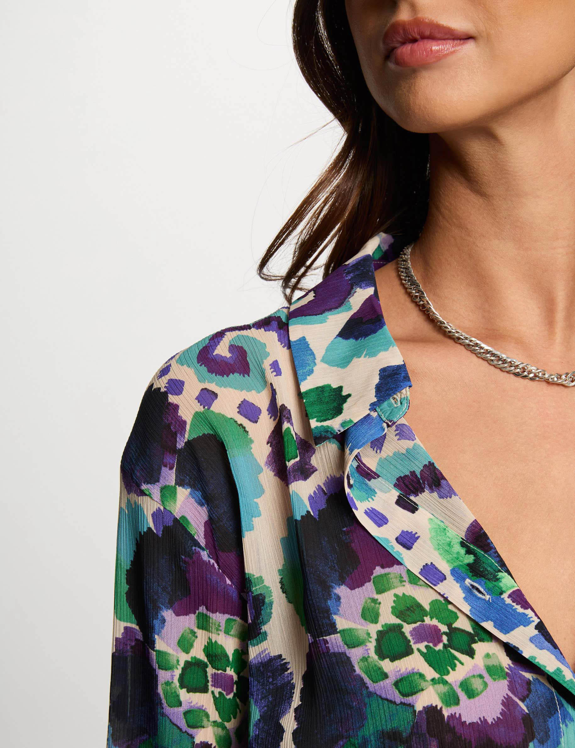 camisa recta estampada multicolor mujer Camisa recta estampada multicolor mujer