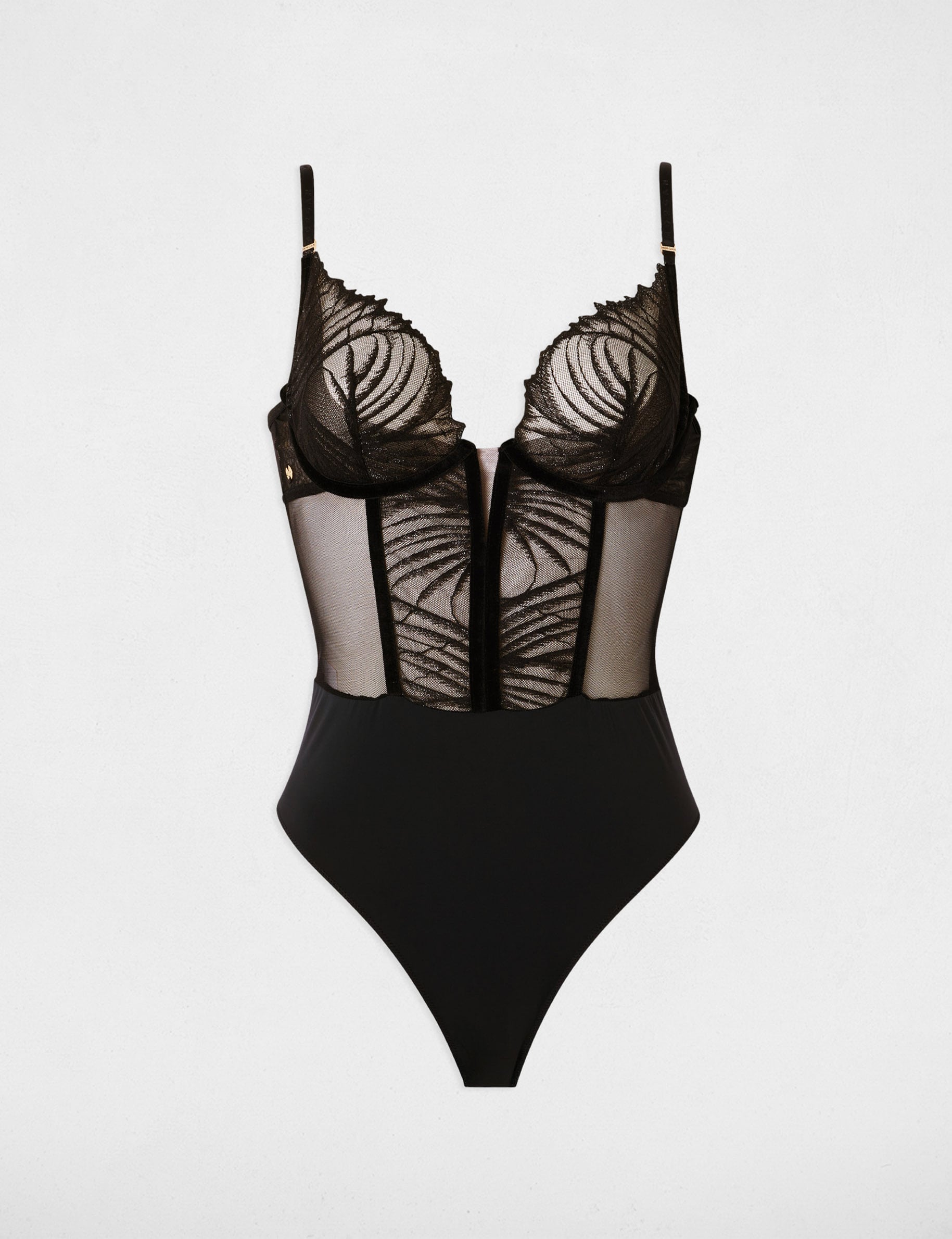 Body cuello coraz&oacute;n negro mujer