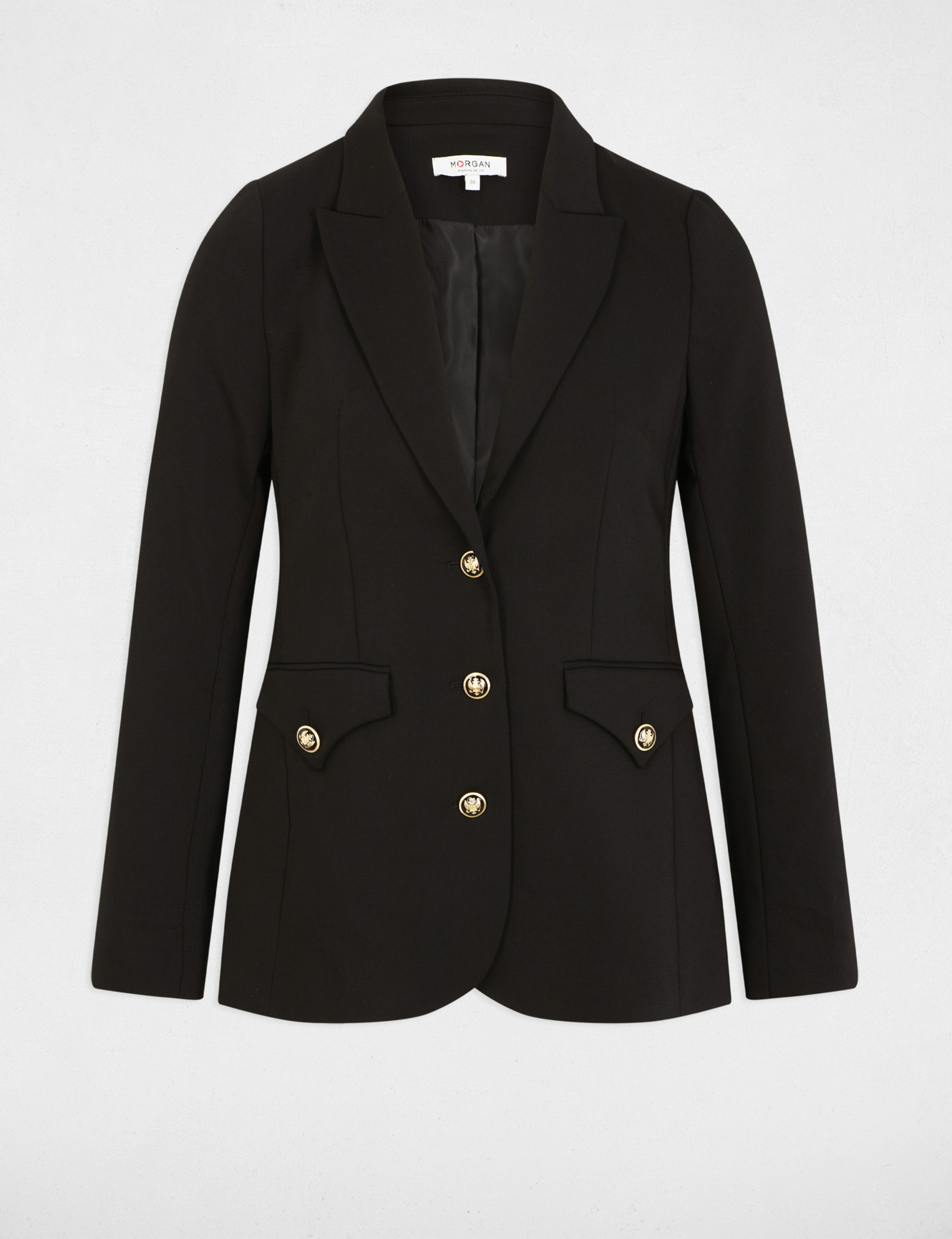 Chaqueta entallada de manga larga negro mujer