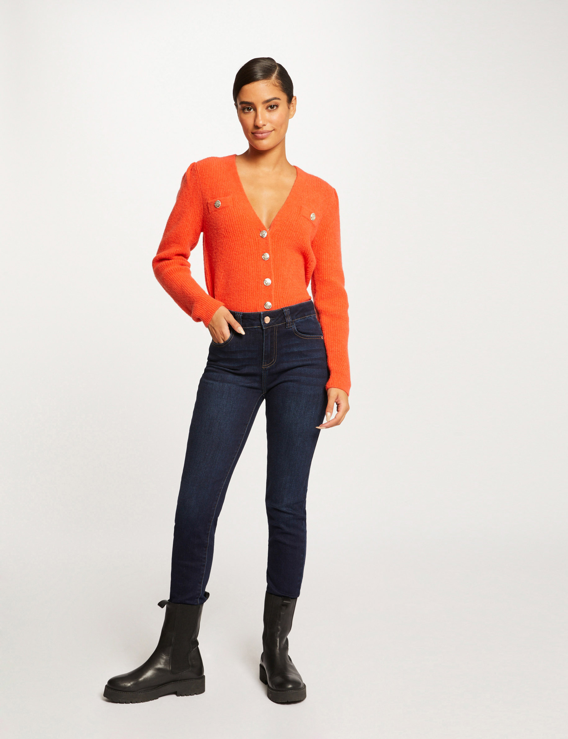 vaquero slim talle alto vaquero en bruto mujer Vaquero slim talle alto vaquero en bruto mujer