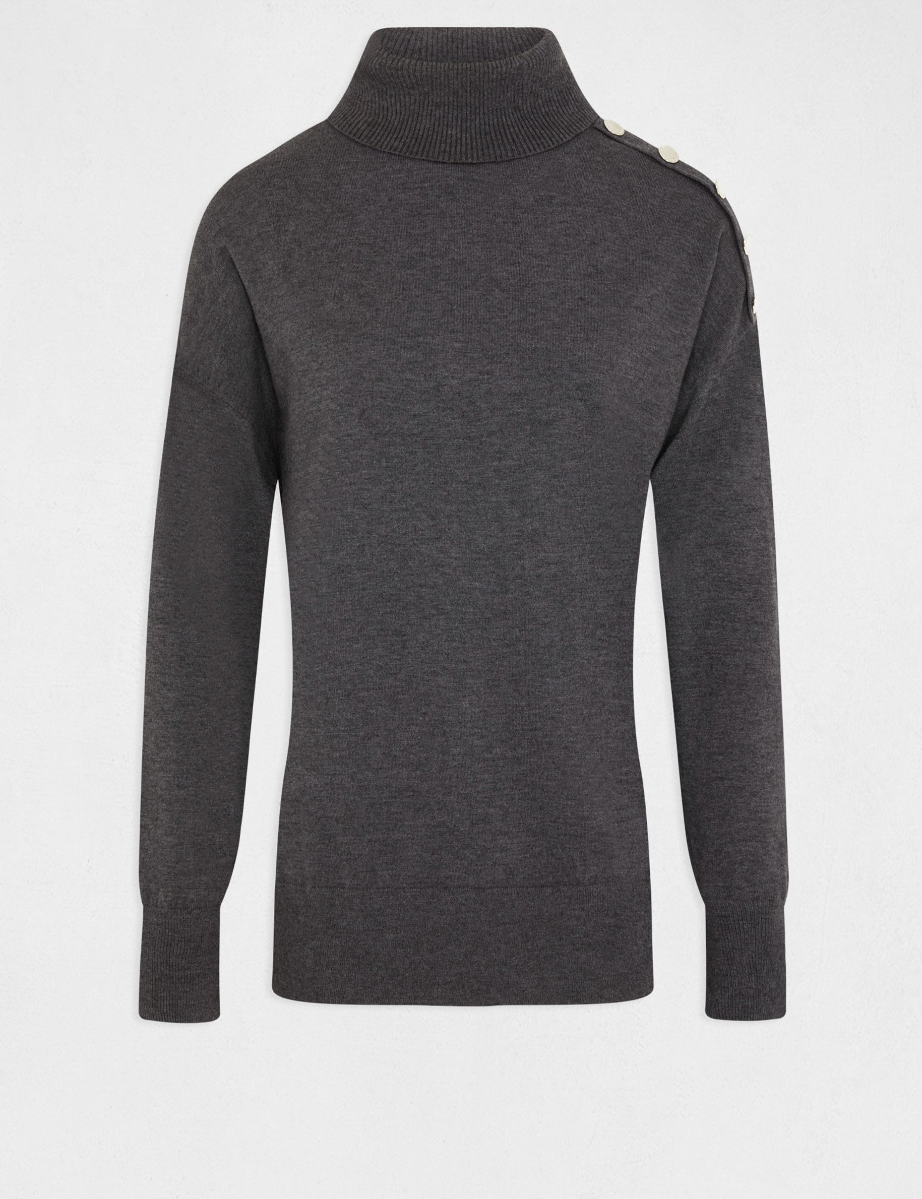 jersey manga larga cuello de tortuga gris anthracite mujer Jersey manga larga cuello de tortuga gris anthracite mujer