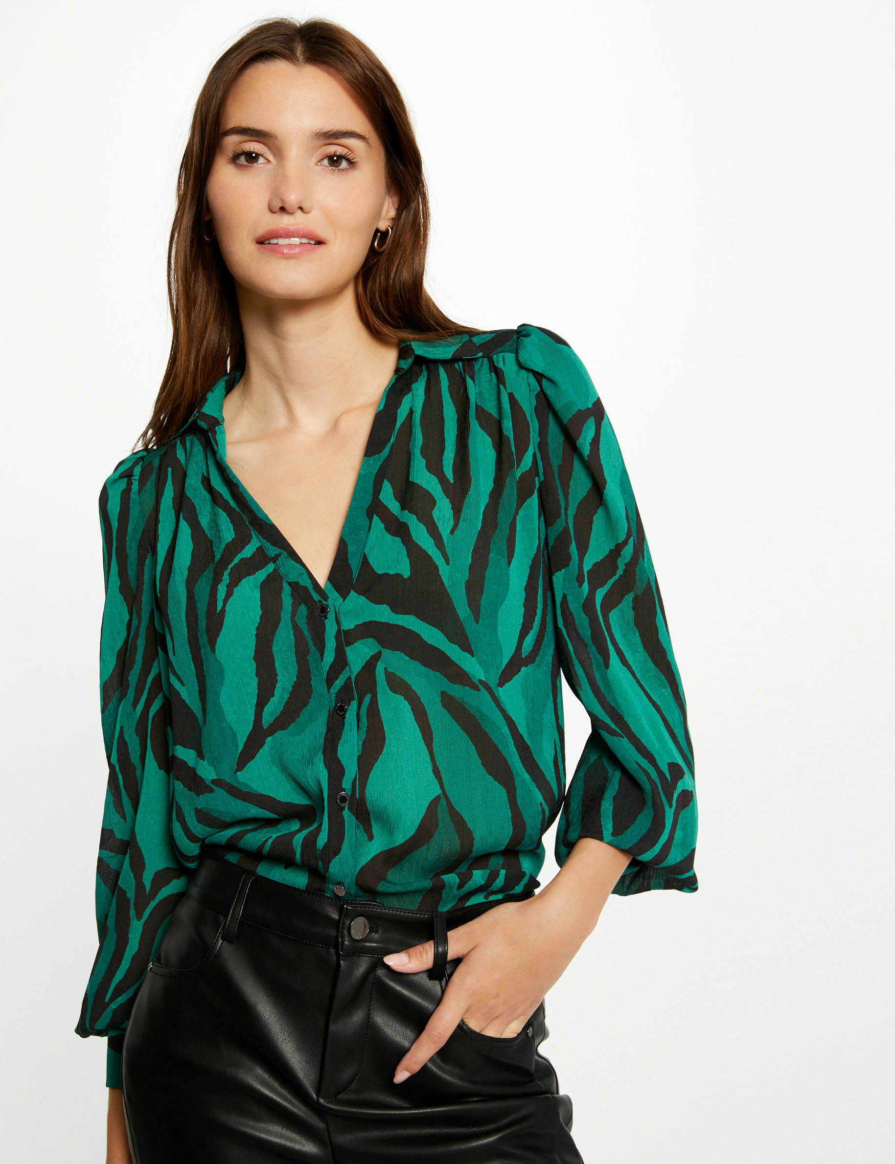 Camisa manga 3/4 estampado animal multico mujer
