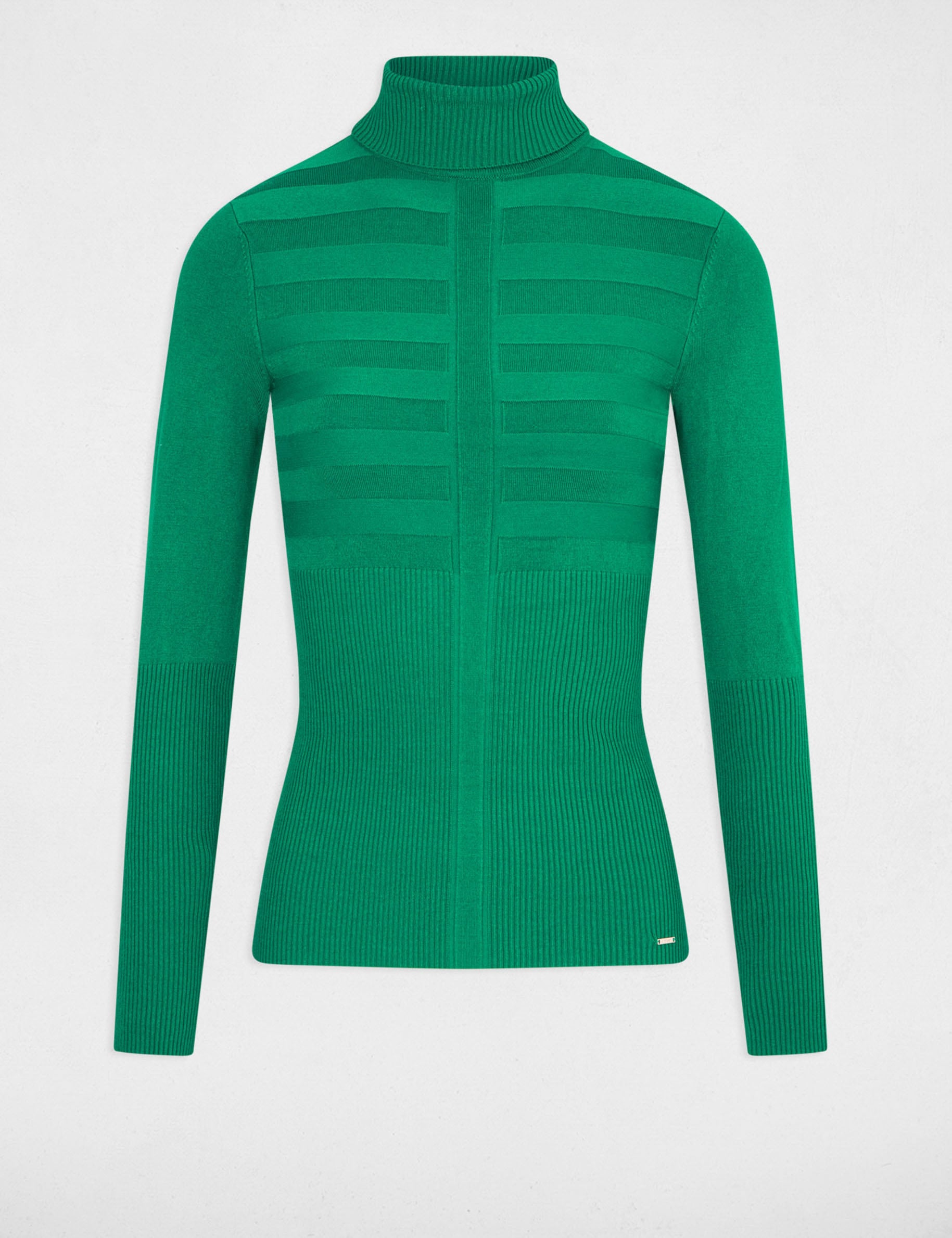 Jersey de cuello alto ajustado verde claro mujer