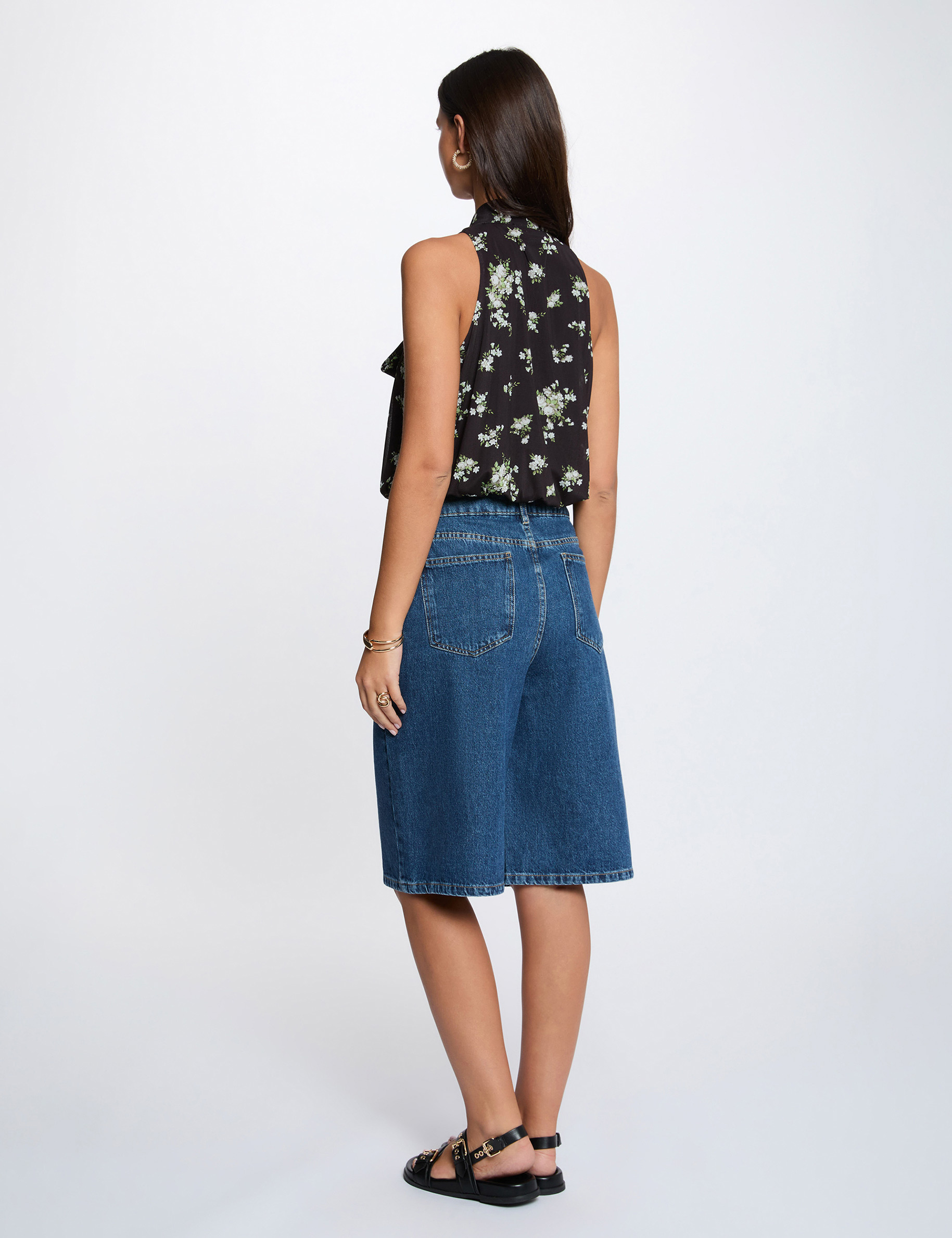 Top sin mangas con cuello lazada multicolor mujer