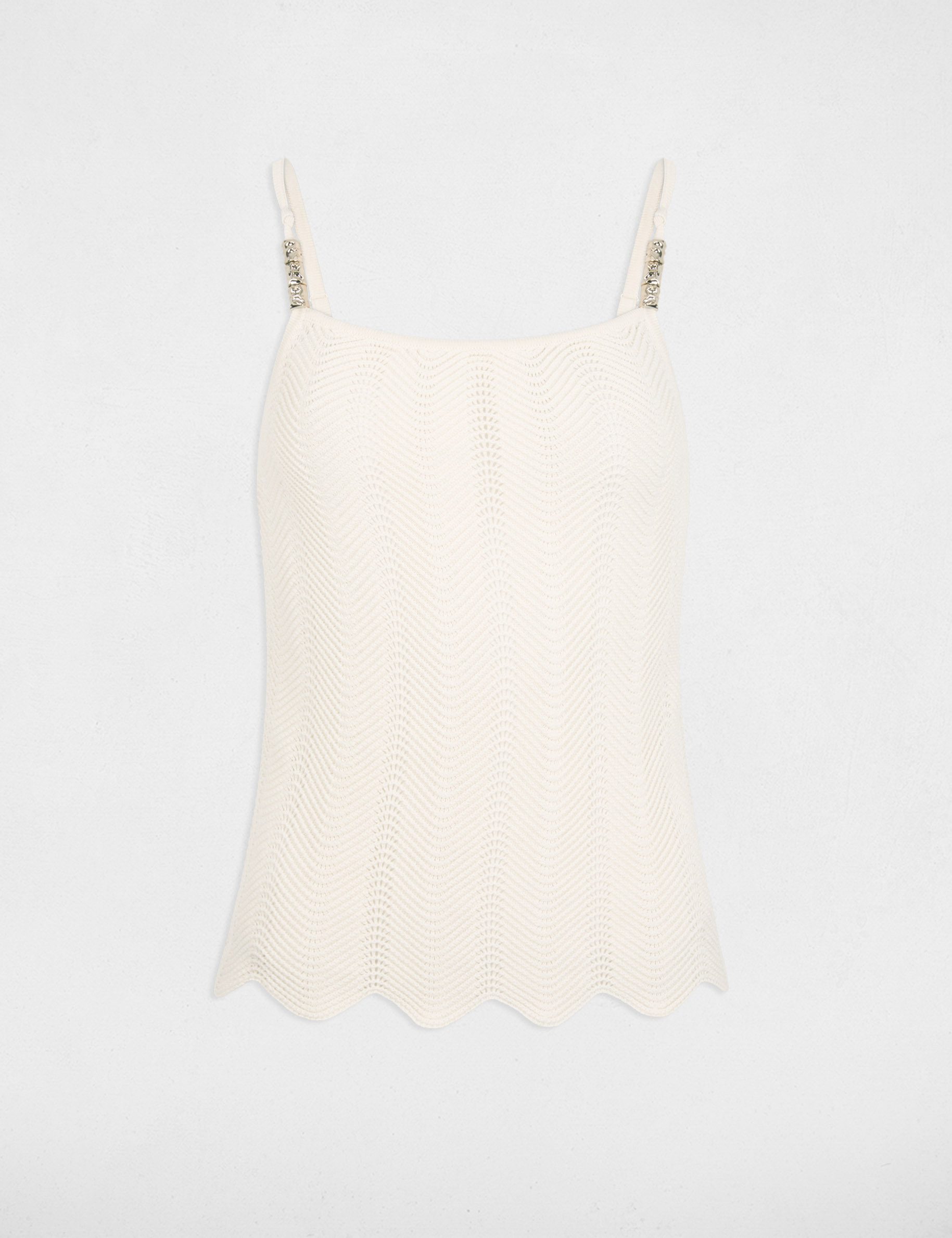 Top punto tirantes finos marfil mujer