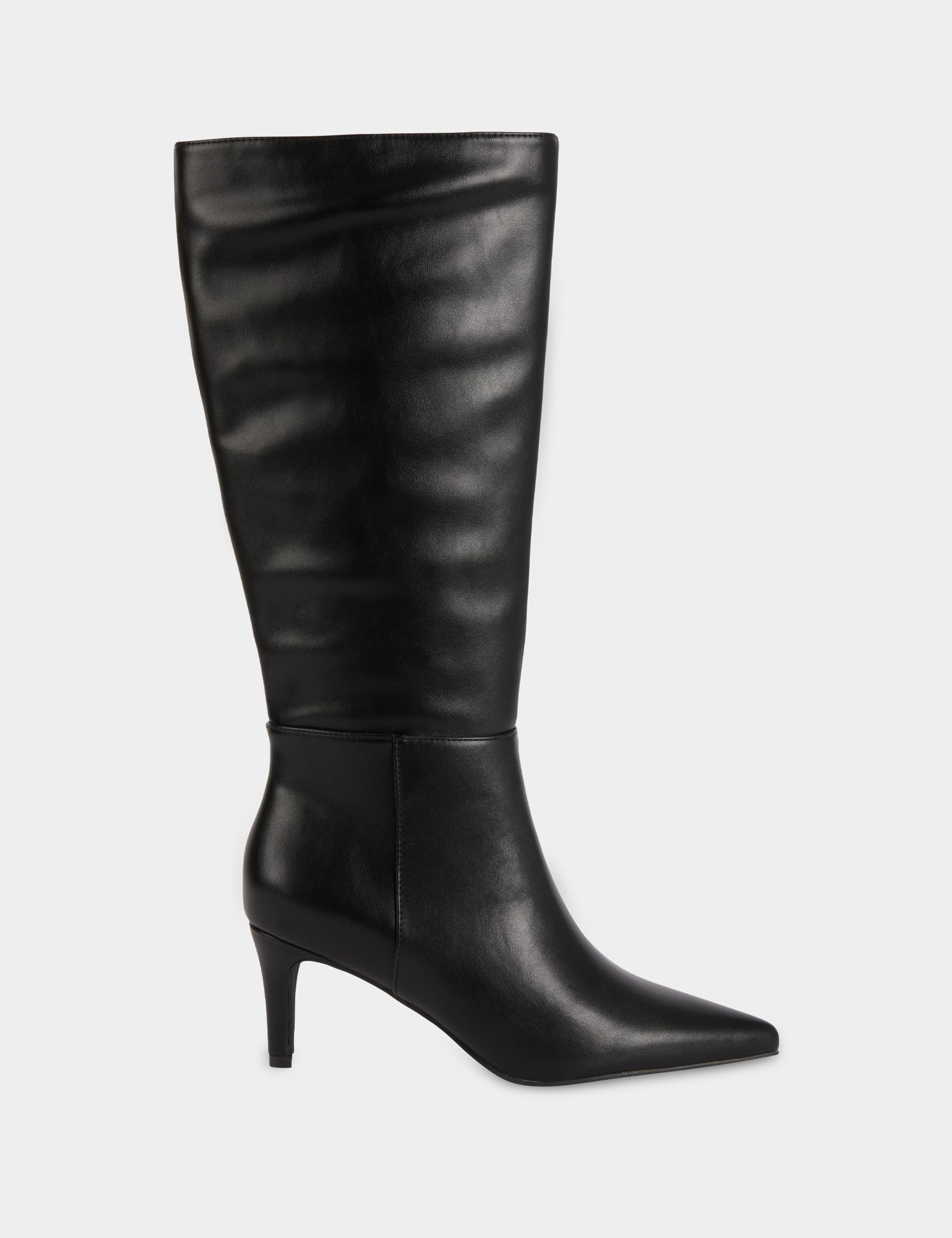 Bota de tac&oacute;n de piel sint&eacute;tica negro mujer