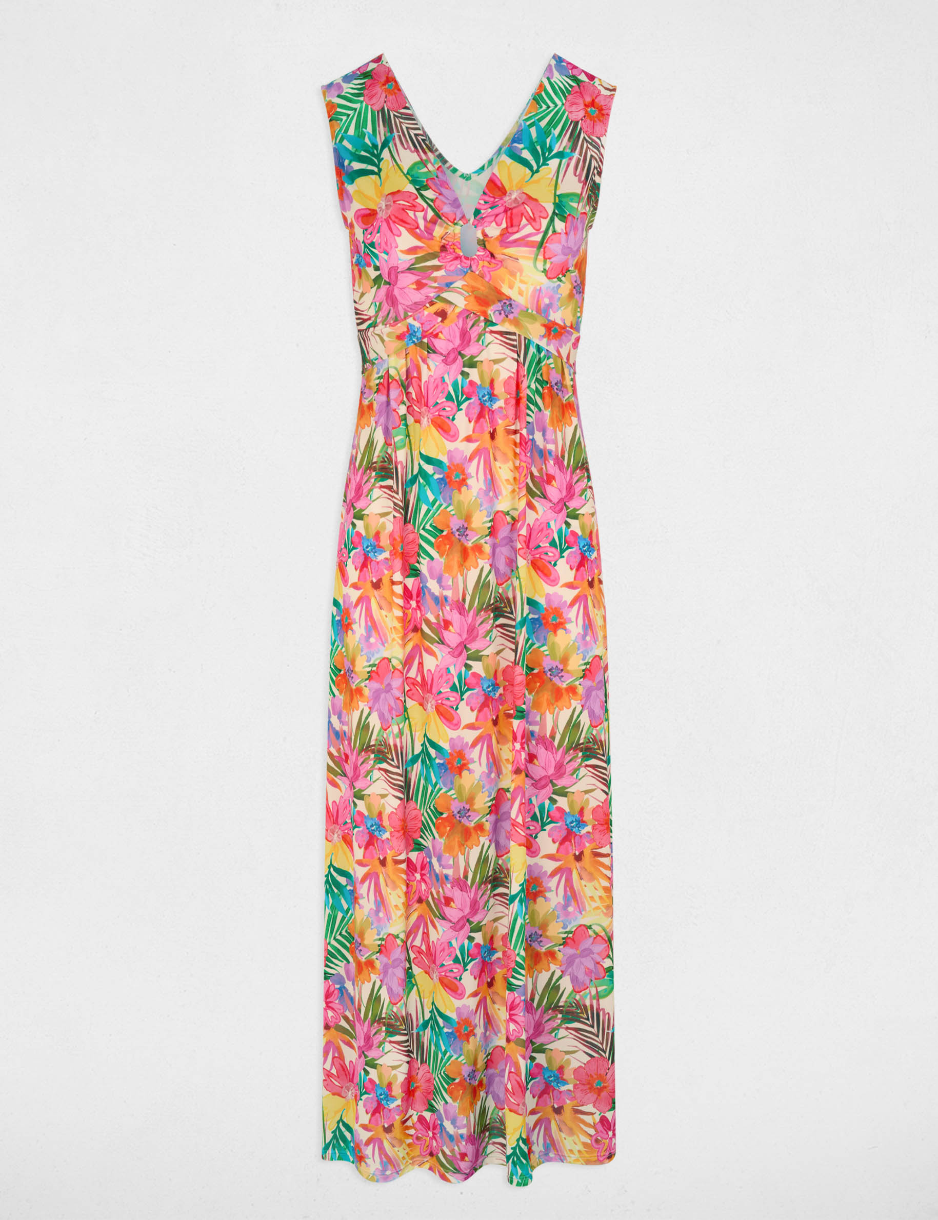 Vestido largo con escote multicolor mujer